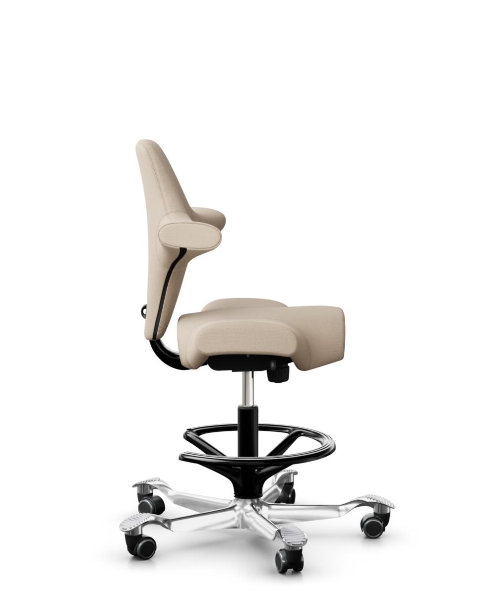 HÅG Capisco 8106 - Select (Gabriel) - Wol / Polyamide - SC61188 - Light beige - Framekleur - Zwart - Gasveer - 265 mm (Zithoogte 53-79cm) - Vloercontact - Zachte wielen t.b.v. harde vloeren - Voetenring - Ja, in framekleur - Voetster - Ja, voetster in ... - 2