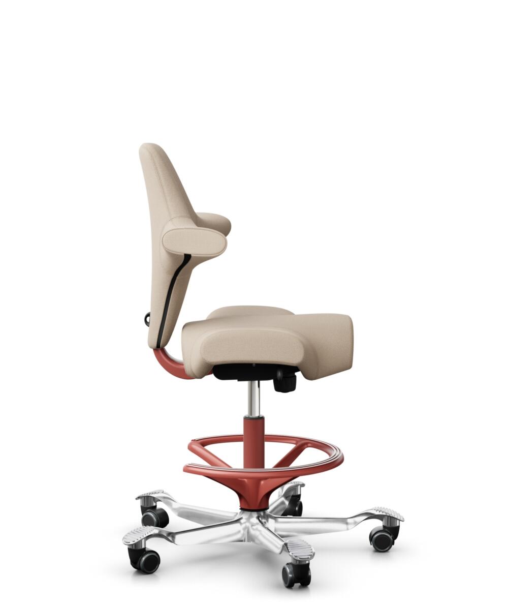 HÅG Capisco 8106 - Select (Gabriel) - Wol / Polyamide - SC61188 - Light beige - Framekleur - Blush Rose - Gasveer - 200 mm (Zithoogte 46-64cm) - Vloercontact - Harde wielen t.b.v. zachte vloeren - Voetenring - Ja, in framekleur - Voetster - Ja, voetste... - 2