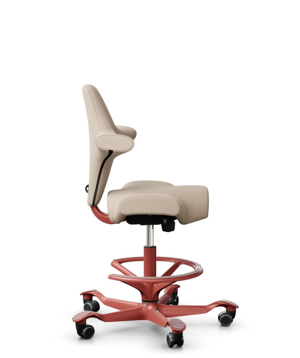 HÅG Capisco 8106 - Select (Gabriel) - Wol / Polyamide - SC61188 - Light beige - Framekleur - Blush Rose - Gasveer - 200 mm (Zithoogte 46-64cm) - Vloercontact - Zachte wielen t.b.v. harde vloeren - Voetenring - Ja, in framekleur - Voetster - Nee, voetst... - 2