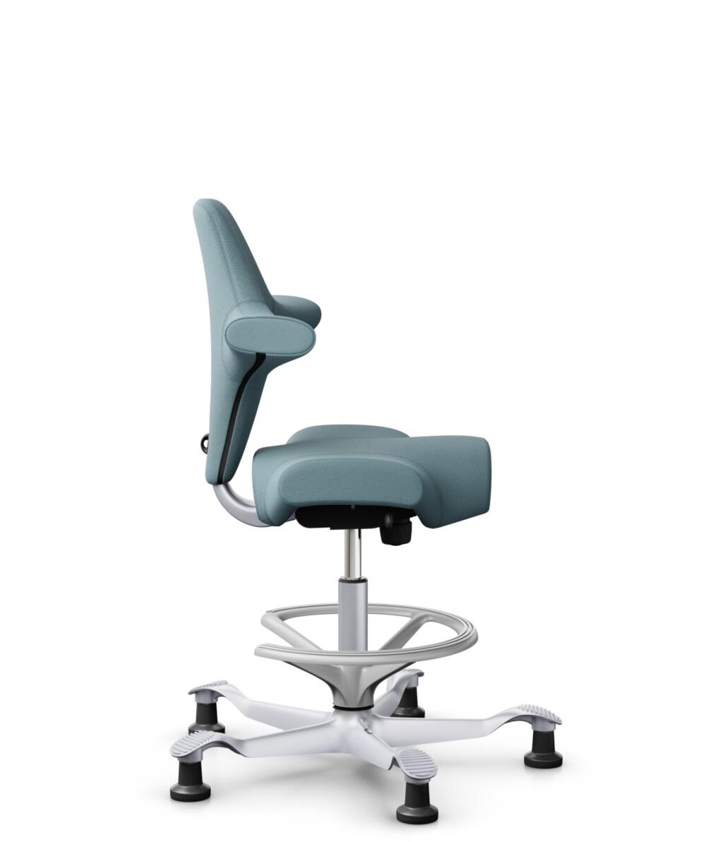 HÅG Capisco 8106 - Select (Gabriel) - Wol / Polyamide - SC67098 - Glacier blue - Framekleur - Zilver - Gasveer - 200 mm (Zithoogte 46-64cm) - Vloercontact - Glijdoppen - Voetenring - Ja, in framekleur - Voetster - Nee, voetster in framekleur - 2