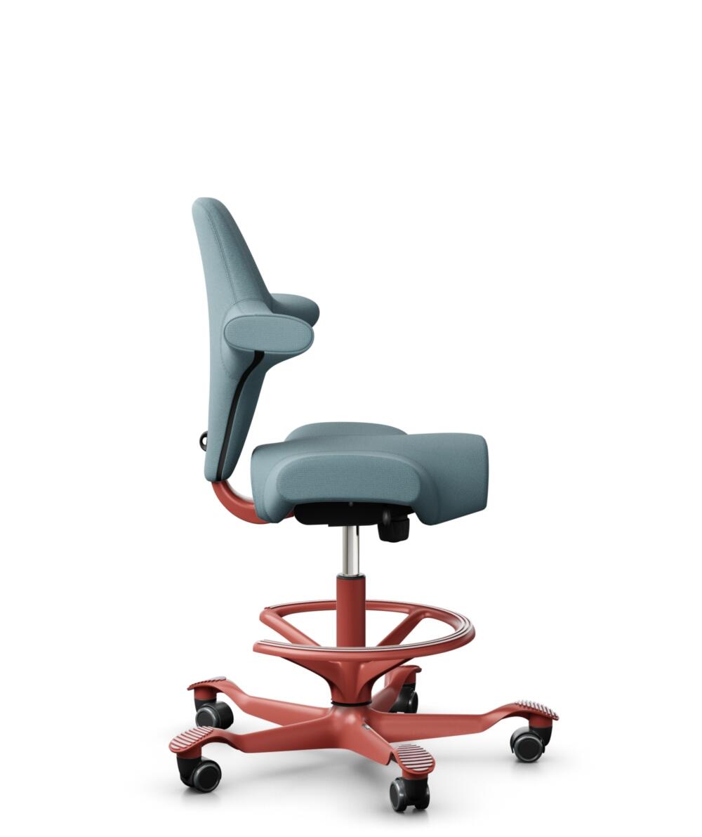 HÅG Capisco 8106 - Select (Gabriel) - Wol / Polyamide - SC67098 - Glacier blue - Framekleur - Blush Rose - Gasveer - 200 mm (Zithoogte 46-64cm) - Vloercontact - Zachte wielen t.b.v. harde vloeren - Voetenring - Ja, in framekleur - Voetster - Nee, voets... - 2