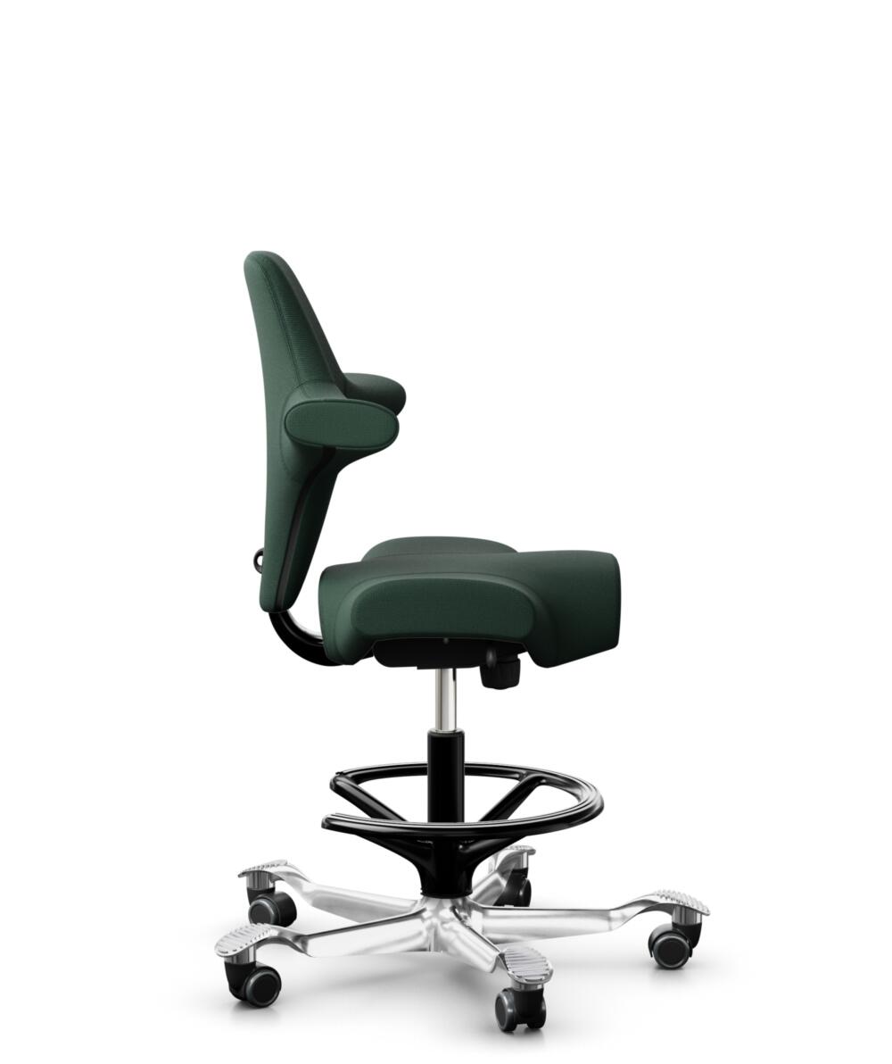 HÅG Capisco 8106 - Select (Gabriel) - Wol / Polyamide - SC68209 - Dark green - Framekleur - Zwart - Gasveer - 265 mm (Zithoogte 53-79cm) - Vloercontact - Zachte wielen t.b.v. harde vloeren - Voetenring - Ja, in framekleur - Voetster - Ja, voetster in g... - 2