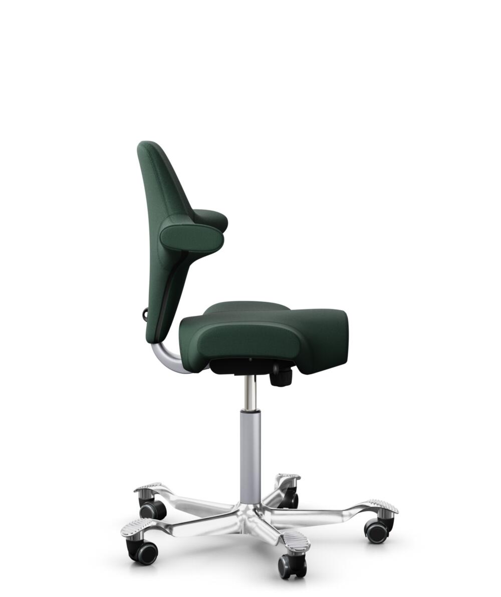 HÅG Capisco 8106 - Select (Gabriel) - Wol / Polyamide - SC68209 - Dark green - Framekleur - Zilver - Gasveer - 200 mm (Zithoogte 46-64cm) - Vloercontact - Zachte wielen t.b.v. harde vloeren - Voetenring - Nee, geen voetenring - Voetster - Ja, voetster ... - 2