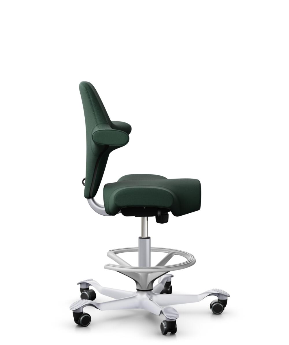 HÅG Capisco 8106 - Select (Gabriel) - Wol / Polyamide - SC68209 - Dark green - Framekleur - Zilver - Gasveer - 200 mm (Zithoogte 46-64cm) - Vloercontact - Zachte wielen t.b.v. harde vloeren - Voetenring - Ja, in framekleur - Voetster - Nee, voetster in... - 2