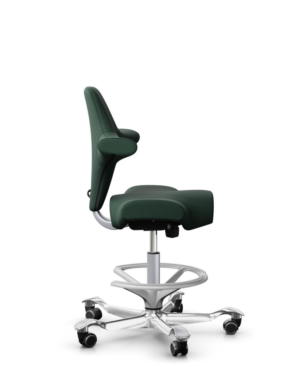 HÅG Capisco 8106 - Select (Gabriel) - Wol / Polyamide - SC68209 - Dark green - Framekleur - Zilver - Gasveer - 265 mm (Zithoogte 53-79cm) - Vloercontact - Zachte wielen t.b.v. harde vloeren - Voetenring - Ja, in framekleur - Voetster - Ja, voetster in ... - 2