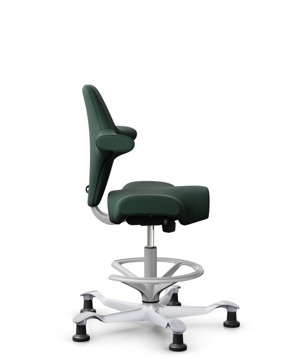 HÅG Capisco 8106 - Select (Gabriel) - Wol / Polyamide - SC68209 - Dark green - Framekleur - Zilver - Gasveer - 265 mm (Zithoogte 53-79cm) - Vloercontact - Glijdoppen - Voetenring - Ja, in framekleur - Voetster - Nee, voetster in framekleur - 2