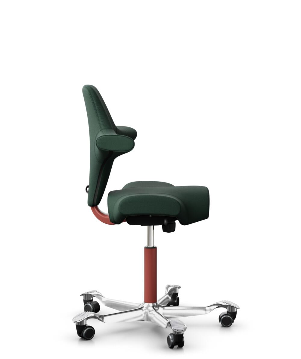 HÅG Capisco 8106 - Select (Gabriel) - Wol / Polyamide - SC68209 - Dark green - Framekleur - Blush Rose - Gasveer - 200 mm (Zithoogte 46-64cm) - Vloercontact - Harde wielen t.b.v. zachte vloeren - Voetenring - Nee, geen voetenring - Voetster - Ja, voets... - 2