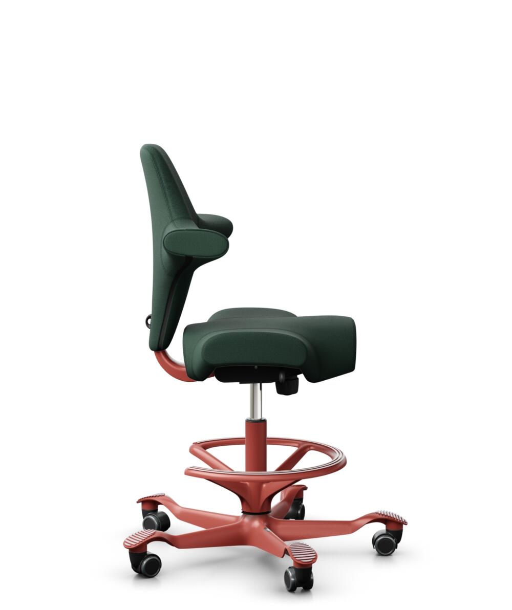 HÅG Capisco 8106 - Select (Gabriel) - Wol / Polyamide - SC68209 - Dark green - Framekleur - Blush Rose - Gasveer - 200 mm (Zithoogte 46-64cm) - Vloercontact - Zachte wielen t.b.v. harde vloeren - Voetenring - Ja, in framekleur - Voetster - Nee, voetste... - 2