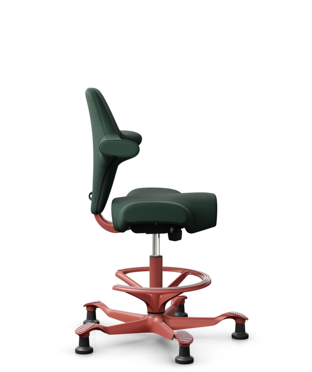 HÅG Capisco 8106 - Select (Gabriel) - Wol / Polyamide - SC68209 - Dark green - Framekleur - Blush Rose - Gasveer - 200 mm (Zithoogte 46-64cm) - Vloercontact - Glijdoppen - Voetenring - Ja, in framekleur - Voetster - Nee, voetster in framekleur - 2