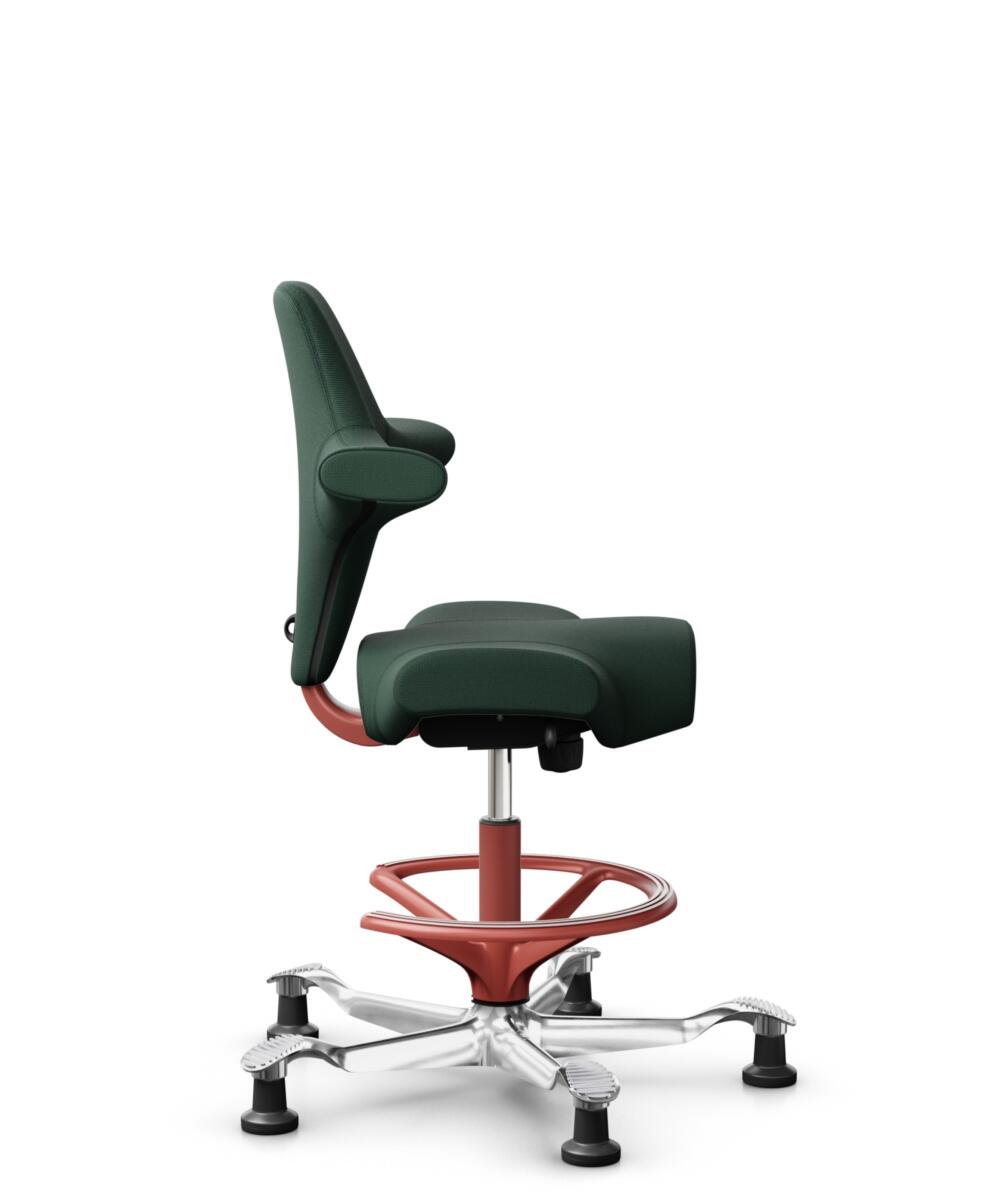 HÅG Capisco 8106 - Select (Gabriel) - Wol / Polyamide - SC68209 - Dark green - Framekleur - Blush Rose - Gasveer - 265 mm (Zithoogte 53-79cm) - Vloercontact - Glijdoppen - Voetenring - Ja, in framekleur - Voetster - Ja, voetster in gepolijst aluminium - 2