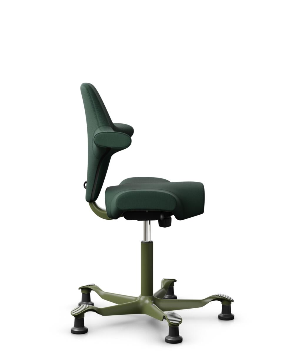 HÅG Capisco 8106 - Select (Gabriel) - Wol / Polyamide - SC68209 - Dark green - Framekleur - Moss Grey - Gasveer - 200 mm (Zithoogte 46-64cm) - Vloercontact - Glijdoppen - Voetenring - Nee, geen voetenring - Voetster - Nee, voetster in framekleur - 2