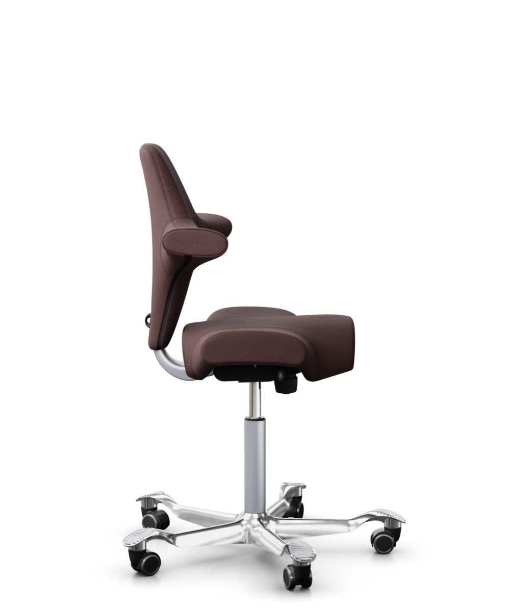 HÅG Capisco 8106 - Select (Gabriel) - Wol / Polyamide - SC61186 - Chestnut - Framekleur - Zilver - Gasveer - 200 mm (Zithoogte 46-64cm) - Vloercontact - Harde wielen t.b.v. zachte vloeren - Voetenring - Nee, geen voetenring - Voetster - Ja, voetster in... - 2