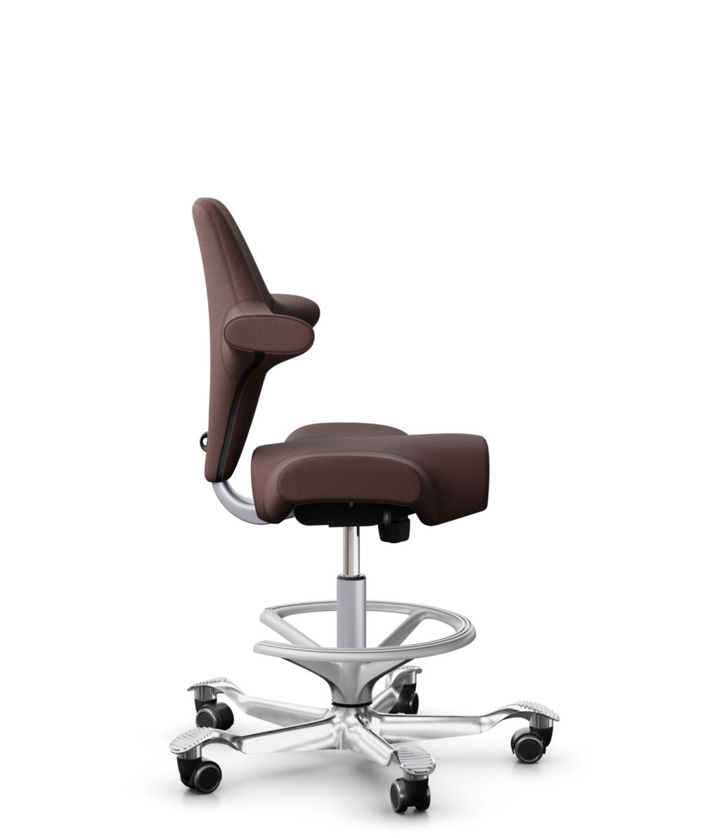 HÅG Capisco 8106 - Select (Gabriel) - Wol / Polyamide - SC61186 - Chestnut - Framekleur - Zilver - Gasveer - 200 mm (Zithoogte 46-64cm) - Vloercontact - Zachte wielen t.b.v. harde vloeren - Voetenring - Ja, in framekleur - Voetster - Ja, voetster in ge... - 2