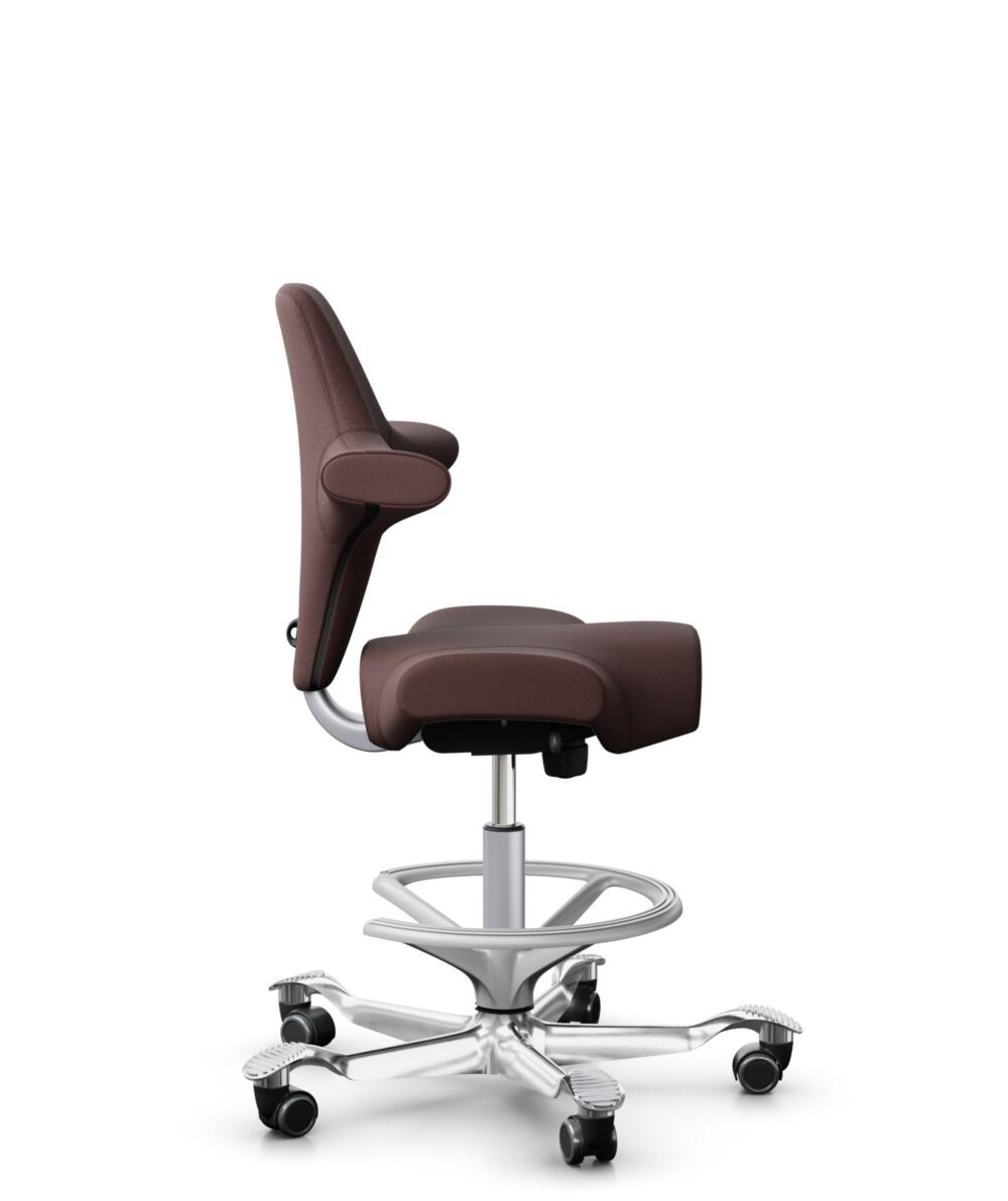 HÅG Capisco 8106 - Select (Gabriel) - Wol / Polyamide - SC61186 - Chestnut - Framekleur - Zilver - Gasveer - 265 mm (Zithoogte 53-79cm) - Vloercontact - Zachte wielen t.b.v. harde vloeren - Voetenring - Ja, in framekleur - Voetster - Ja, voetster in ge... - 2