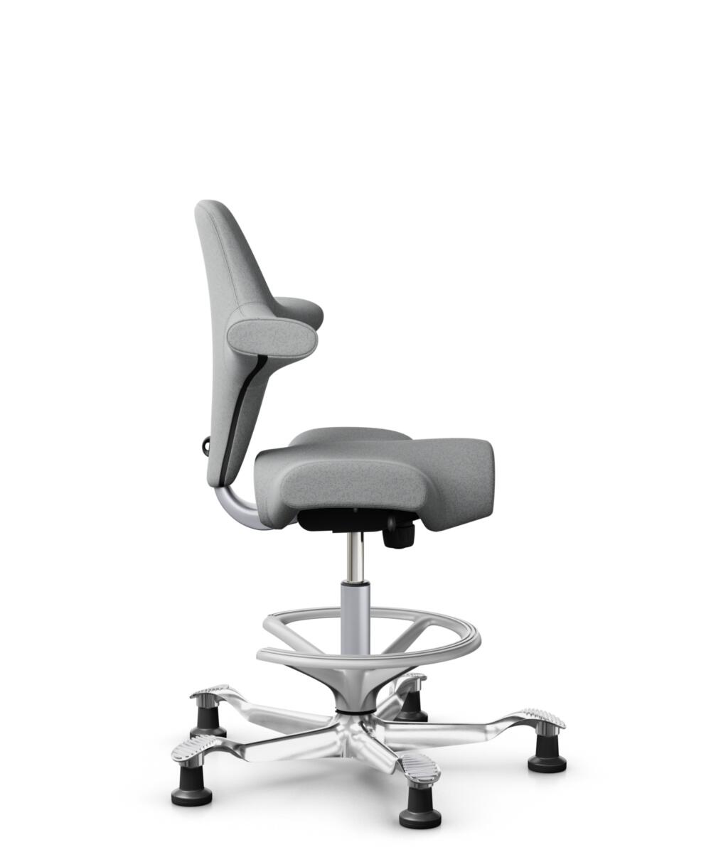 HÅG Capisco 8106 - Capture (Gabriel) - Wol / Polyamide - CPT4102 - Light grey - Framekleur - Zilver - Gasveer - 200 mm (Zithoogte 46-64cm) - Vloercontact - Glijdoppen - Voetenring - Ja, in framekleur - Voetster - Ja, voetster in gepolijst aluminium - 2