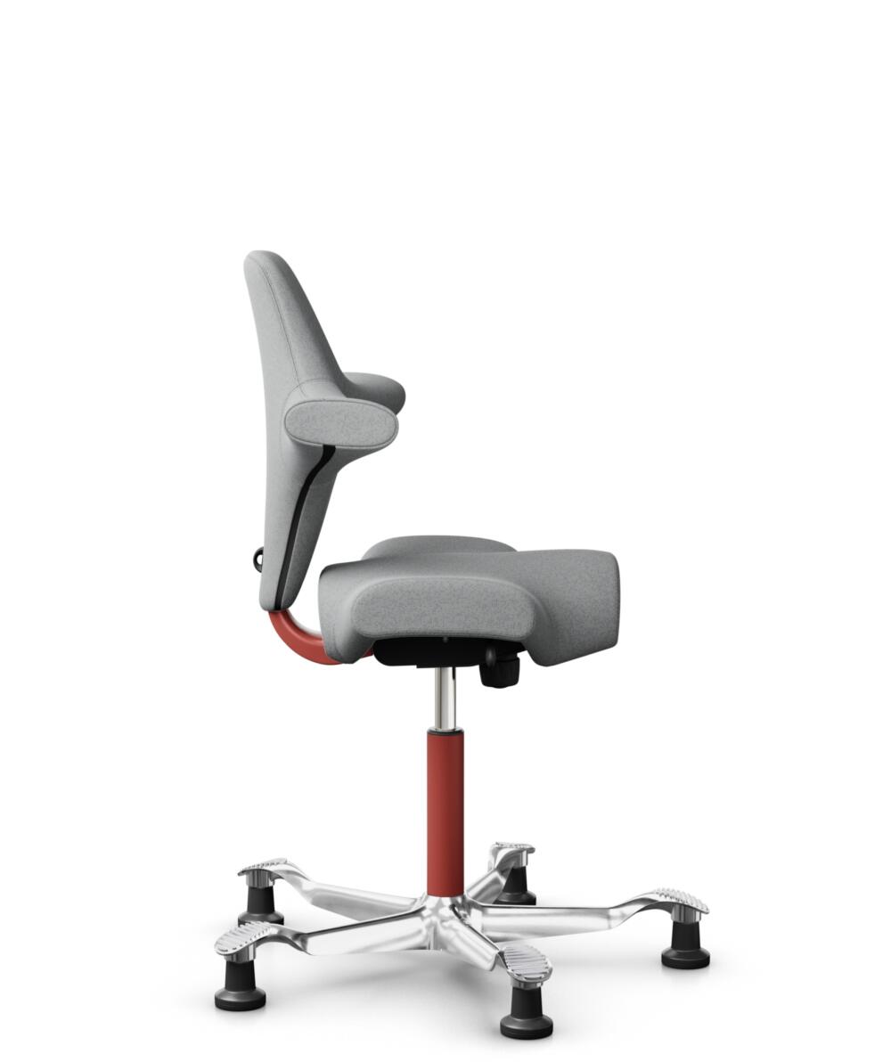 HÅG Capisco 8106 - Capture (Gabriel) - Wol / Polyamide - CPT4102 - Light grey - Framekleur - Blush Rose - Gasveer - 200 mm (Zithoogte 46-64cm) - Vloercontact - Glijdoppen - Voetenring - Nee, geen voetenring - Voetster - Ja, voetster in gepolijst aluminium - 3