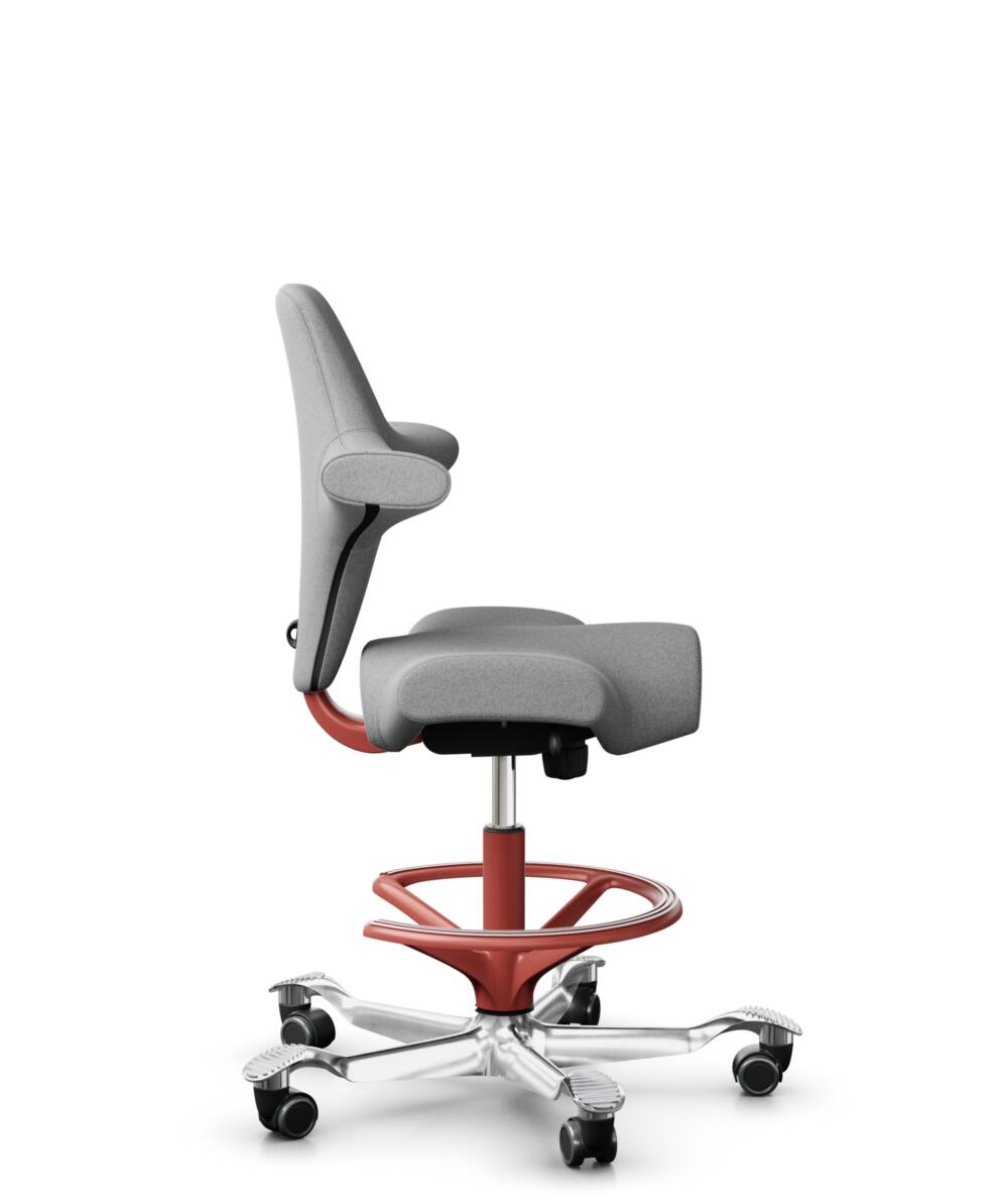 HÅG Capisco 8106 - Capture (Gabriel) - Wol / Polyamide - CPT4102 - Light grey - Framekleur - Blush Rose - Gasveer - 265 mm (Zithoogte 53-79cm) - Vloercontact - Zachte wielen t.b.v. harde vloeren - Voetenring - Ja, in framekleur - Voetster - Ja, voetste... - 3