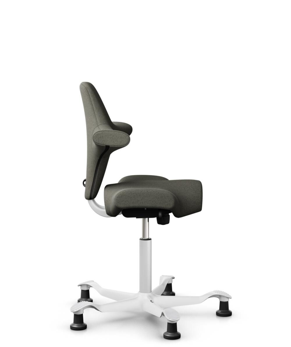 HÅG Capisco 8106 - Capture (Gabriel) - Wol / Polyamide - CPT4401 - Warm grey - Framekleur - Wit - Gasveer - 200 mm (Zithoogte 46-64cm) - Vloercontact - Glijdoppen - Voetenring - Nee, geen voetenring - Voetster - Nee, voetster in framekleur - 2