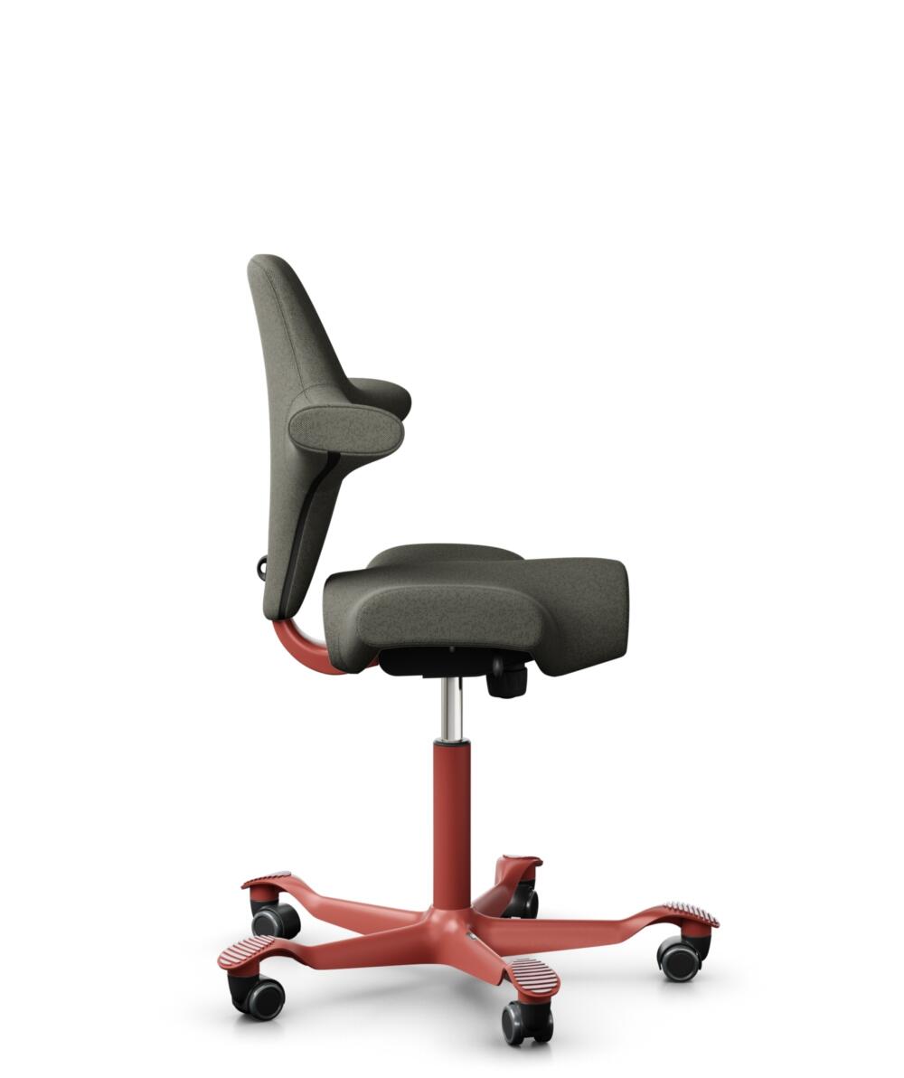 HÅG Capisco 8106 - Capture (Gabriel) - Wol / Polyamide - CPT4401 - Warm grey - Framekleur - Blush Rose - Gasveer - 200 mm (Zithoogte 46-64cm) - Vloercontact - Harde wielen t.b.v. zachte vloeren - Voetenring - Nee, geen voetenring - Voetster - Nee, voet... - 2