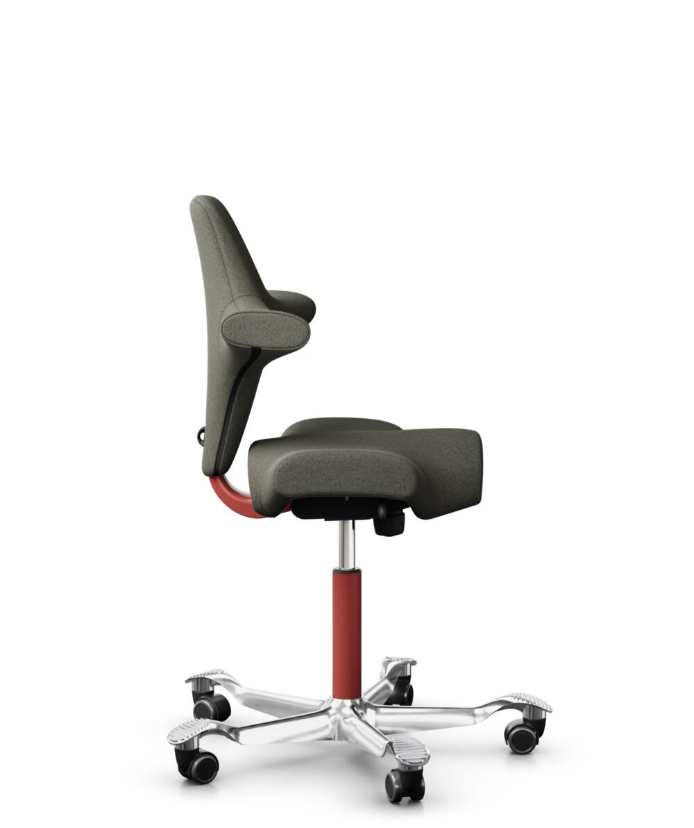 HÅG Capisco 8106 - Capture (Gabriel) - Wol / Polyamide - CPT4401 - Warm grey - Framekleur - Blush Rose - Gasveer - 265 mm (Zithoogte 53-79cm) - Vloercontact - Harde wielen t.b.v. zachte vloeren - Voetenring - Nee, geen voetenring - Voetster - Ja, voets... - 2