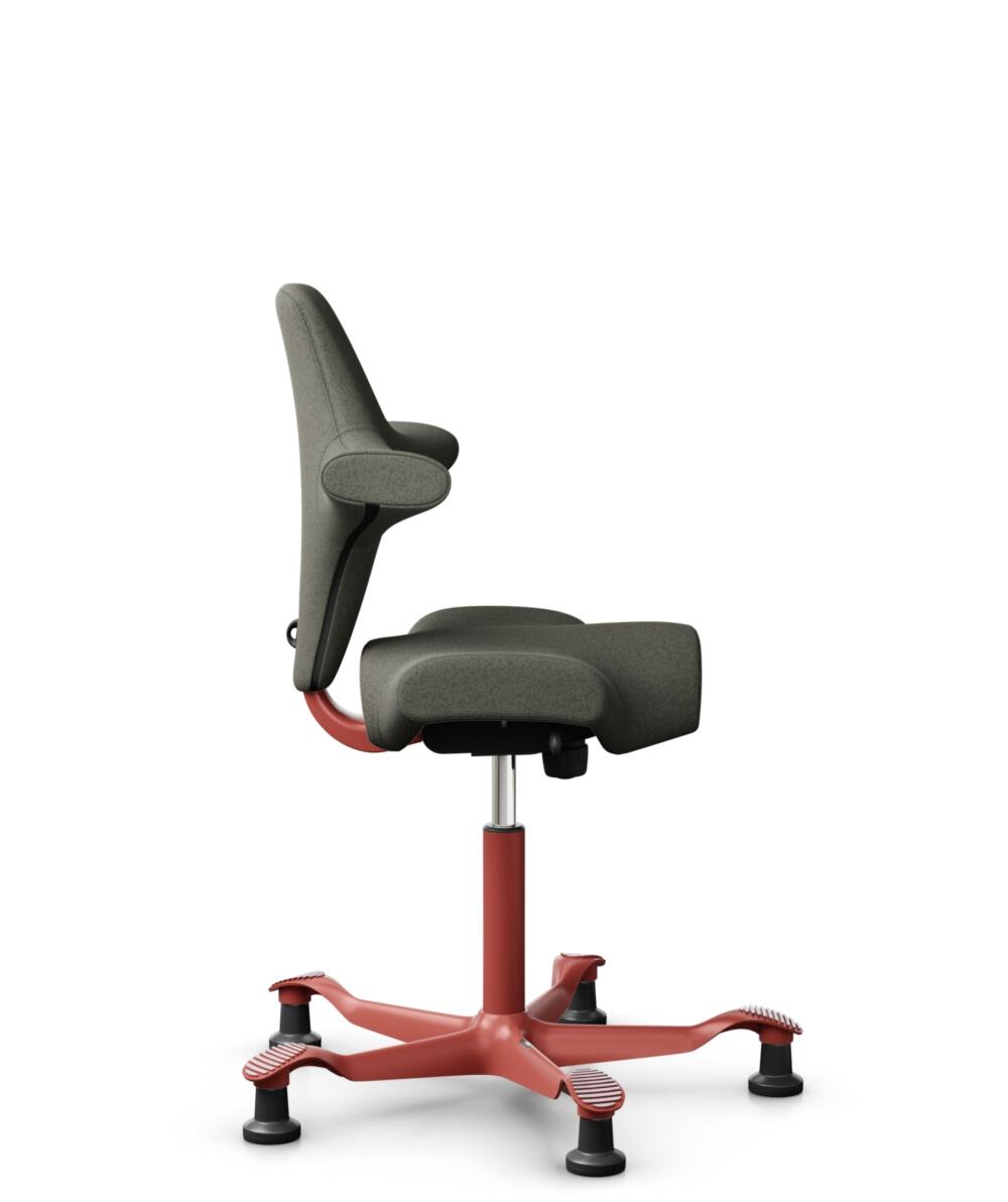 HÅG Capisco 8106 - Capture (Gabriel) - Wol / Polyamide - CPT4401 - Warm grey - Framekleur - Blush Rose - Gasveer - 265 mm (Zithoogte 53-79cm) - Vloercontact - Glijdoppen - Voetenring - Nee, geen voetenring - Voetster - Nee, voetster in framekleur - 2