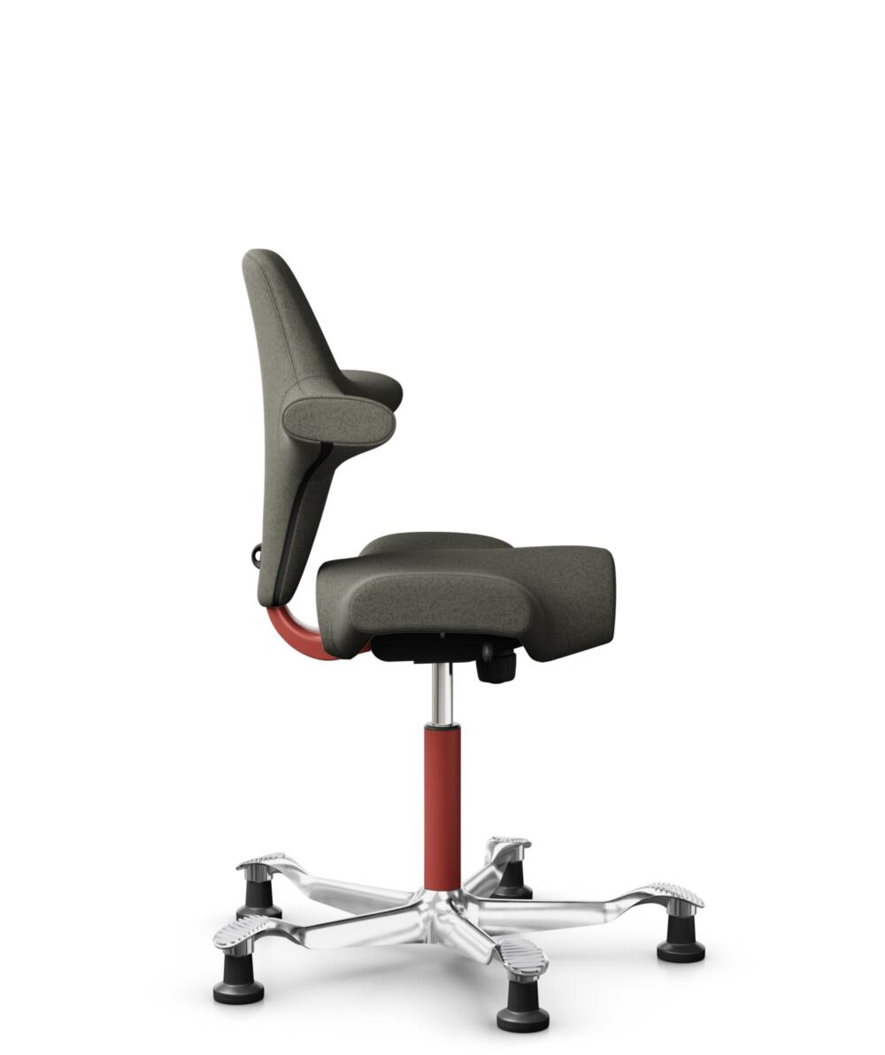 HÅG Capisco 8106 - Capture (Gabriel) - Wol / Polyamide - CPT4401 - Warm grey - Framekleur - Blush Rose - Gasveer - 265 mm (Zithoogte 53-79cm) - Vloercontact - Glijdoppen - Voetenring - Nee, geen voetenring - Voetster - Ja, voetster in gepolijst aluminium - 2
