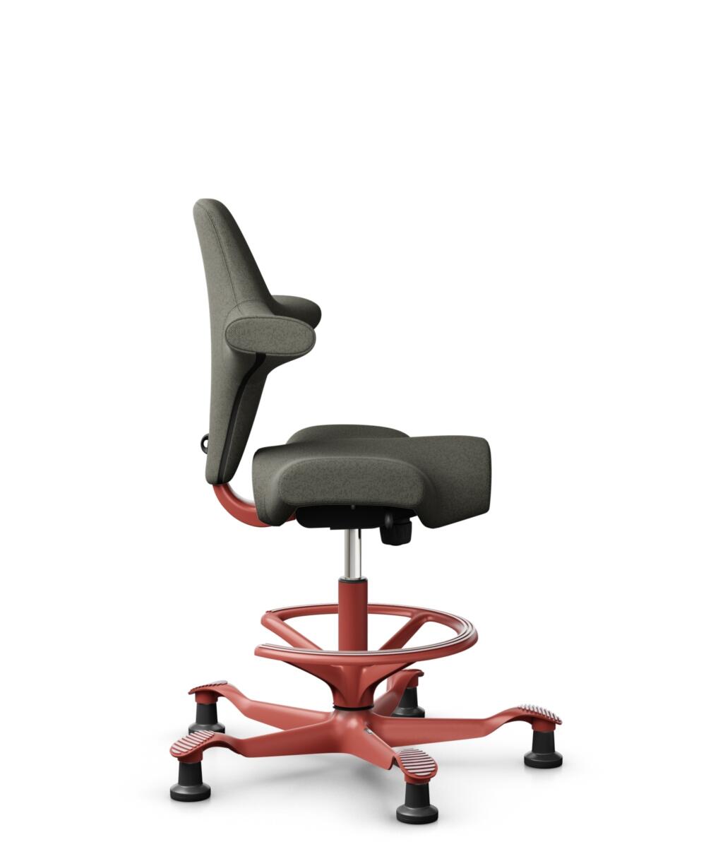 HÅG Capisco 8106 - Capture (Gabriel) - Wol / Polyamide - CPT4401 - Warm grey - Framekleur - Blush Rose - Gasveer - 265 mm (Zithoogte 53-79cm) - Vloercontact - Glijdoppen - Voetenring - Ja, in framekleur - Voetster - Nee, voetster in framekleur - 2