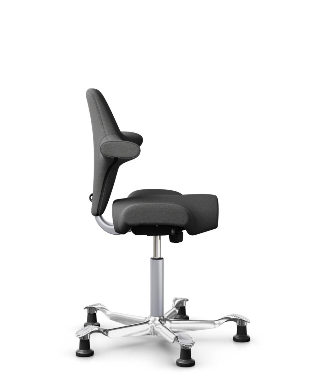 HÅG Capisco 8106 - Capture (Gabriel) - Wol / Polyamide - CPT4601 - Dark grey - Framekleur - Zilver - Gasveer - 150 mm (Zithoogte 40-55cm) - Vloercontact - Glijdoppen - Voetenring - Nee, geen voetenring - Voetster - Ja, voetster in gepolijst aluminium - 2