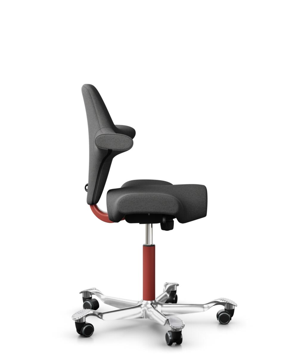 HÅG Capisco 8106 - Capture (Gabriel) - Wol / Polyamide - CPT4601 - Dark grey - Framekleur - Blush Rose - Gasveer - 200 mm (Zithoogte 46-64cm) - Vloercontact - Zachte wielen t.b.v. harde vloeren - Voetenring - Nee, geen voetenring - Voetster - Ja, voets... - 2