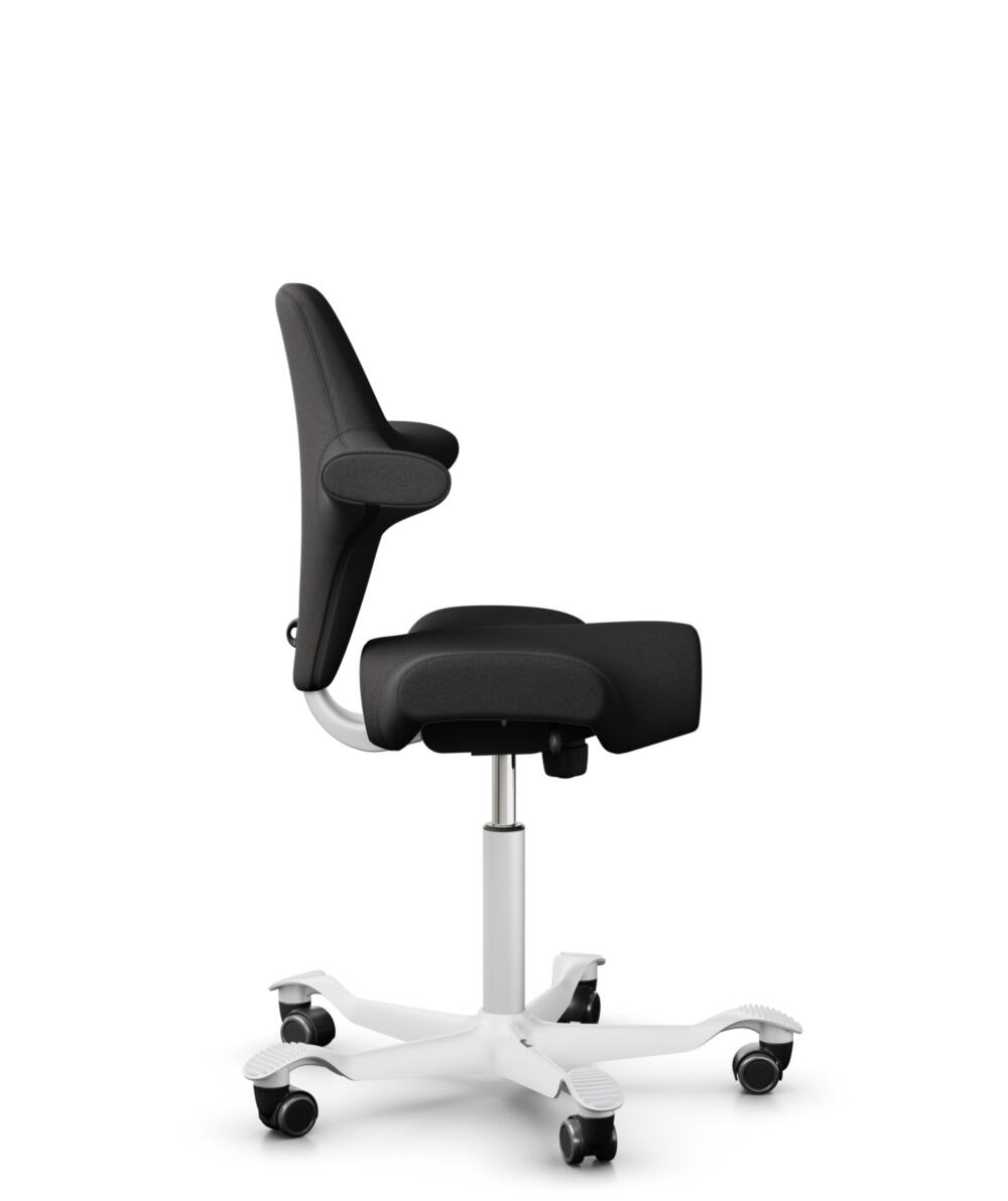 HÅG Capisco 8106 - Capture (Gabriel) - Wol / Polyamide - CPT5501 - Charcoal - Framekleur - Wit - Gasveer - 150 mm (Zithoogte 40-55cm) - Vloercontact - Harde wielen t.b.v. zachte vloeren - Voetenring - Nee, geen voetenring - Voetster - Nee, voetster in ... - 2