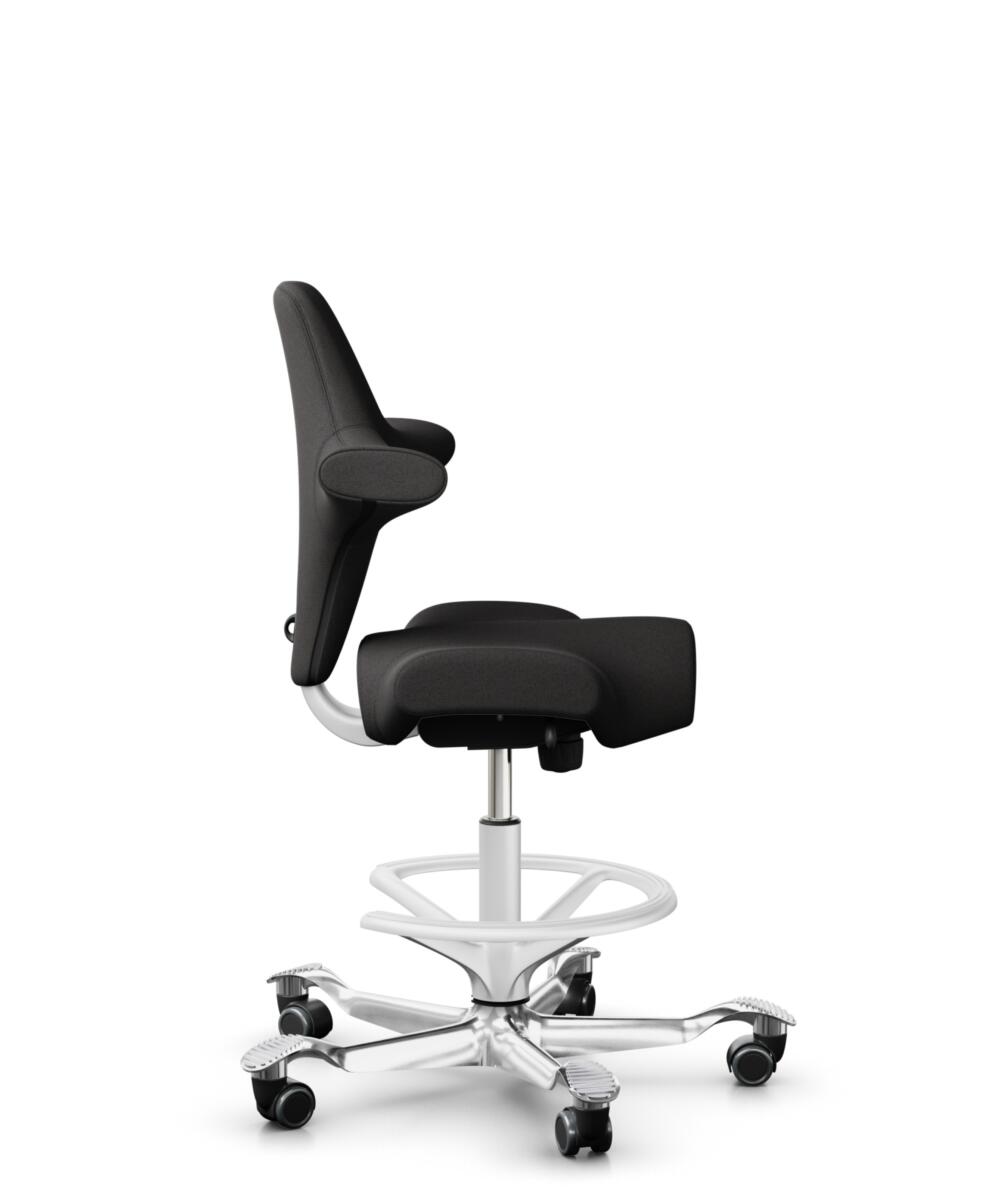 HÅG Capisco 8106 - Capture (Gabriel) - Wol / Polyamide - CPT5501 - Charcoal - Framekleur - Wit - Gasveer - 265 mm (Zithoogte 53-79cm) - Vloercontact - Harde wielen t.b.v. zachte vloeren - Voetenring - Ja, in framekleur - Voetster - Ja, voetster in gepo... - 2