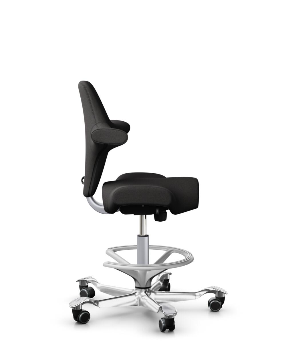 HÅG Capisco 8106 - Capture (Gabriel) - Wol / Polyamide - CPT5501 - Charcoal - Framekleur - Zilver - Gasveer - 200 mm (Zithoogte 46-64cm) - Vloercontact - Harde wielen t.b.v. zachte vloeren - Voetenring - Ja, in framekleur - Voetster - Ja, voetster in g... - 2