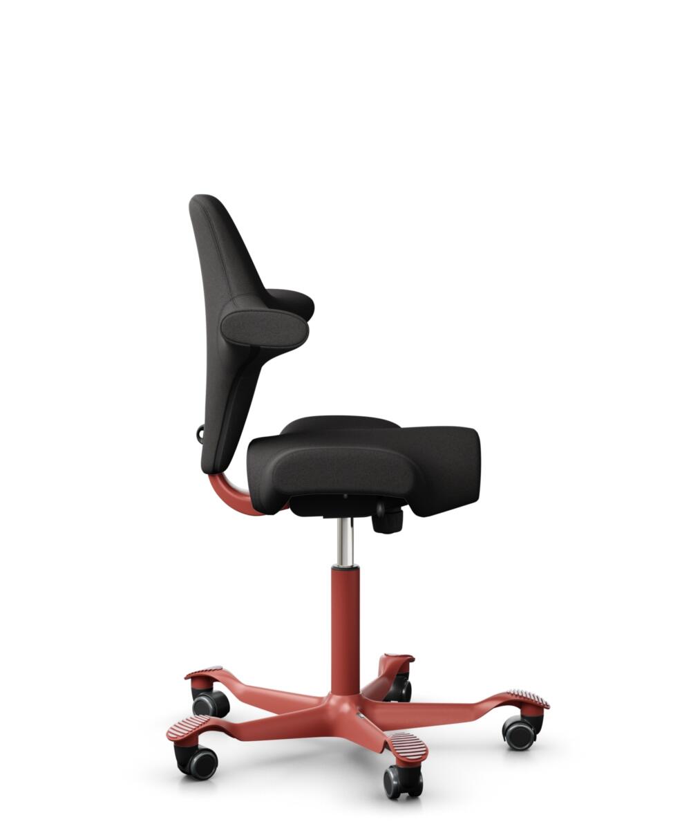 HÅG Capisco 8106 - Capture (Gabriel) - Wol / Polyamide - CPT5501 - Charcoal - Framekleur - Blush Rose - Gasveer - 150 mm (Zithoogte 40-55cm) - Vloercontact - Zachte wielen t.b.v. harde vloeren - Voetenring - Nee, geen voetenring - Voetster - Nee, voets... - 2