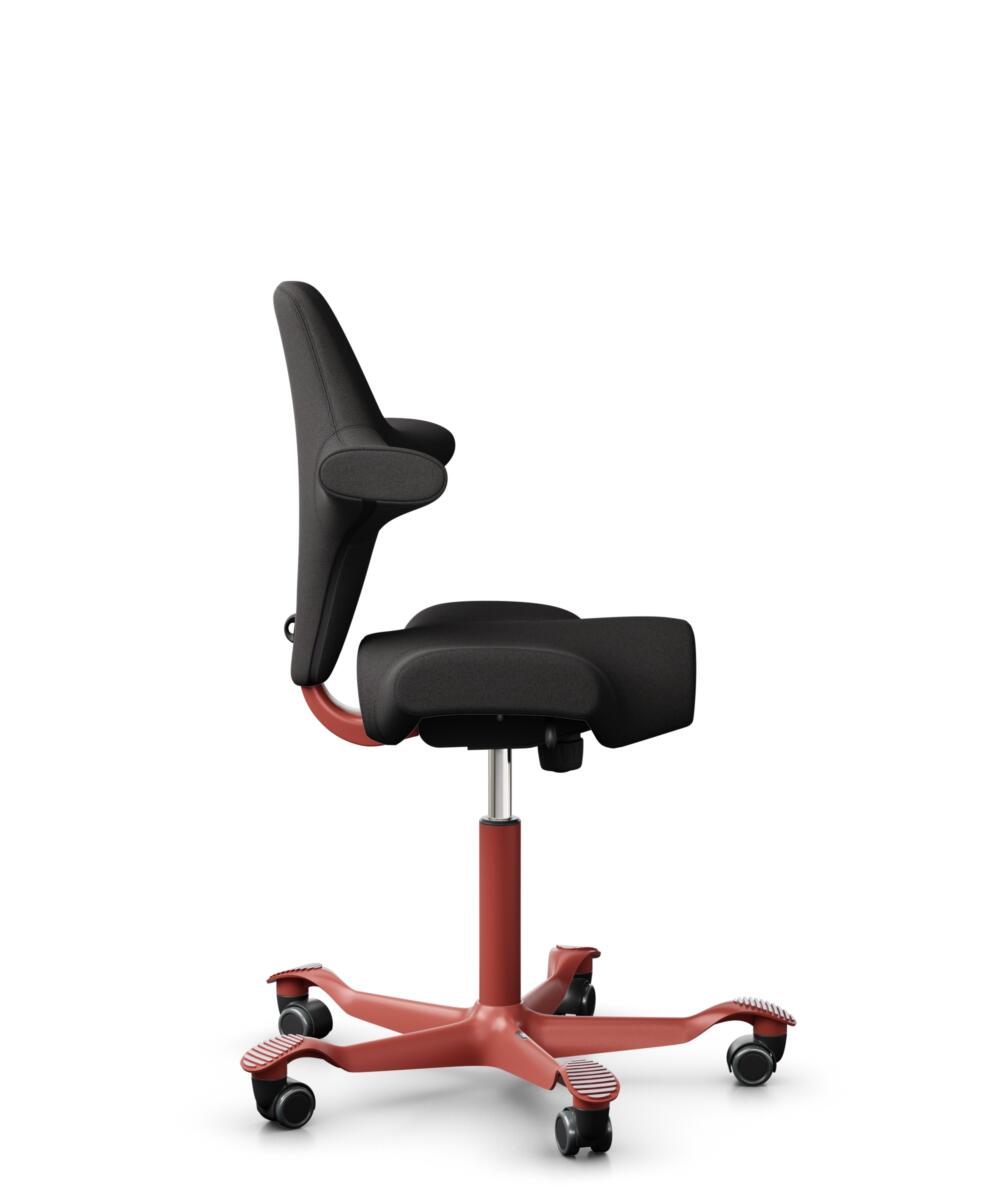 HÅG Capisco 8106 - Capture (Gabriel) - Wol / Polyamide - CPT5501 - Charcoal - Framekleur - Blush Rose - Gasveer - 200 mm (Zithoogte 46-64cm) - Vloercontact - Harde wielen t.b.v. zachte vloeren - Voetenring - Nee, geen voetenring - Voetster - Nee, voets... - 2