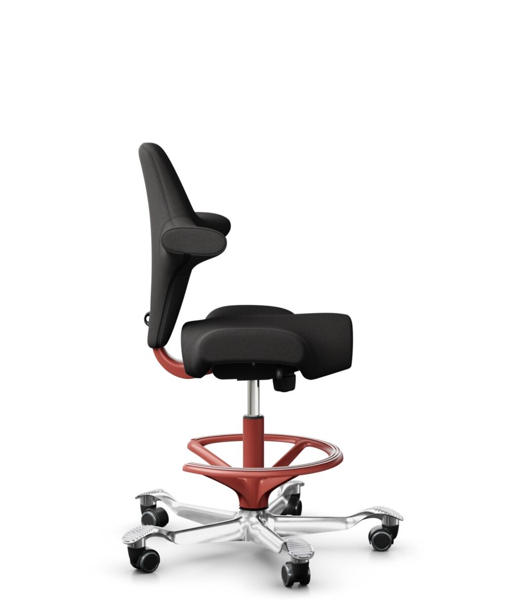 HÅG Capisco 8106 - Capture (Gabriel) - Wol / Polyamide - CPT5501 - Charcoal - Framekleur - Blush Rose - Gasveer - 265 mm (Zithoogte 53-79cm) - Vloercontact - Harde wielen t.b.v. zachte vloeren - Voetenring - Ja, in framekleur - Voetster - Ja, voetster ... - 2