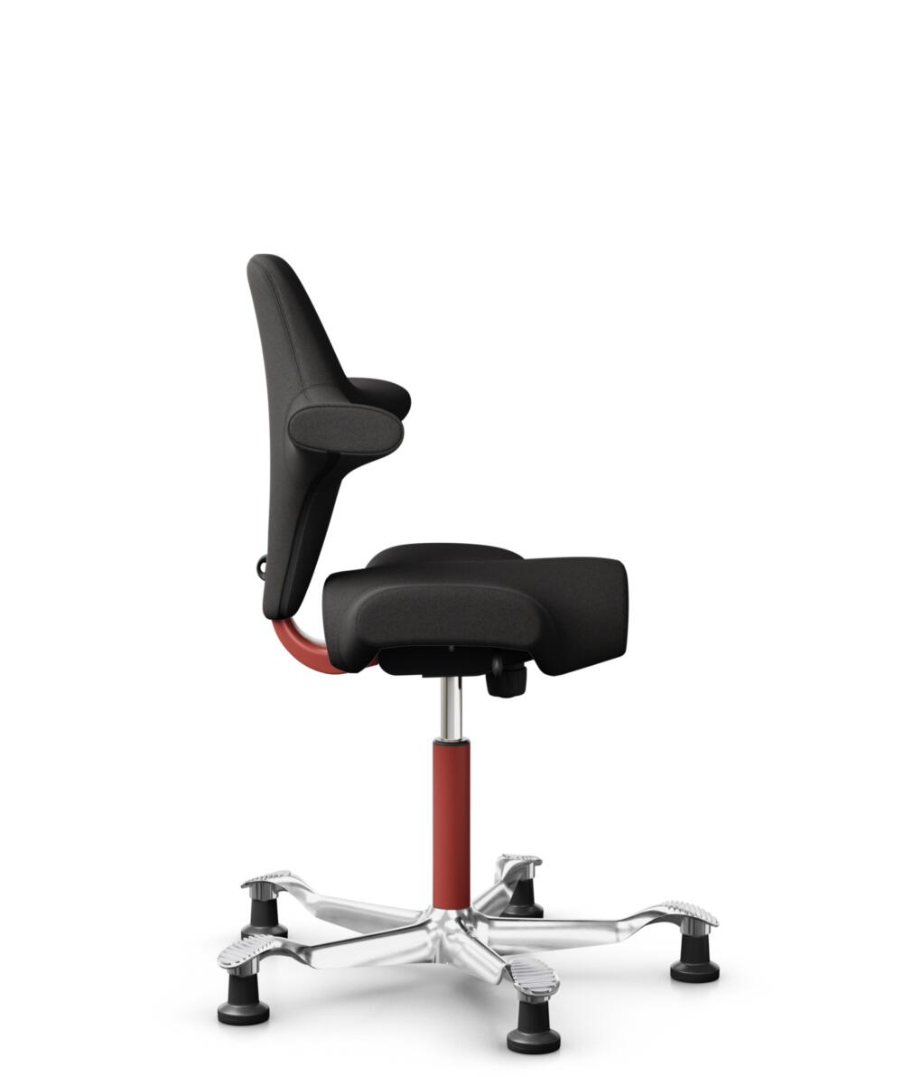 HÅG Capisco 8106 - Capture (Gabriel) - Wol / Polyamide - CPT5501 - Charcoal - Framekleur - Blush Rose - Gasveer - 265 mm (Zithoogte 53-79cm) - Vloercontact - Glijdoppen - Voetenring - Nee, geen voetenring - Voetster - Ja, voetster in gepolijst aluminium - 2