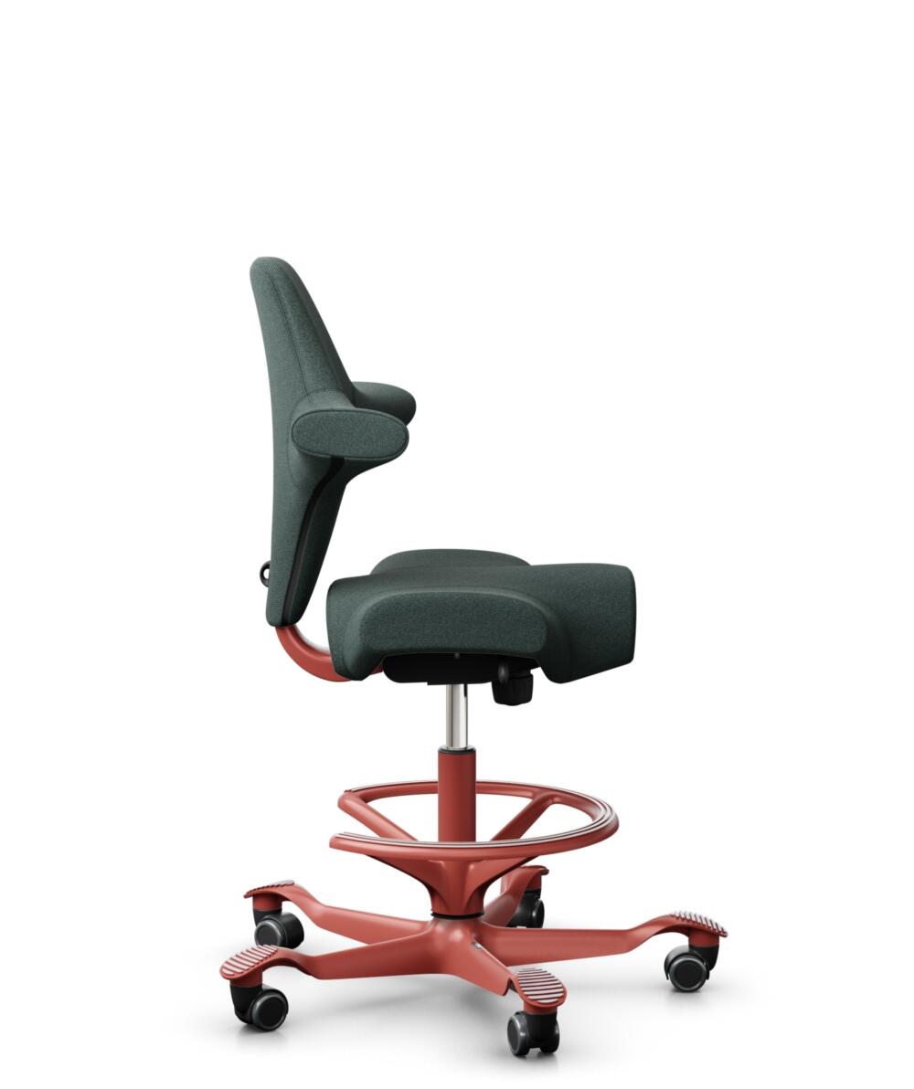 HÅG Capisco 8106 - Capture (Gabriel) - Wol / Polyamide - CPT6601 - Blue - Framekleur - Blush Rose - Gasveer - 200 mm (Zithoogte 46-64cm) - Vloercontact - Harde wielen t.b.v. zachte vloeren - Voetenring - Ja, in framekleur - Voetster - Nee, voetster in ... - 2