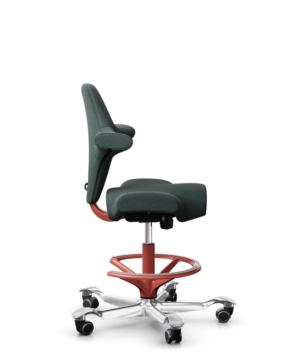 HÅG Capisco 8106 - Capture (Gabriel) - Wol / Polyamide - CPT6601 - Blue - Framekleur - Blush Rose - Gasveer - 200 mm (Zithoogte 46-64cm) - Vloercontact - Harde wielen t.b.v. zachte vloeren - Voetenring - Ja, in framekleur - Voetster - Ja, voetster in g... - 2