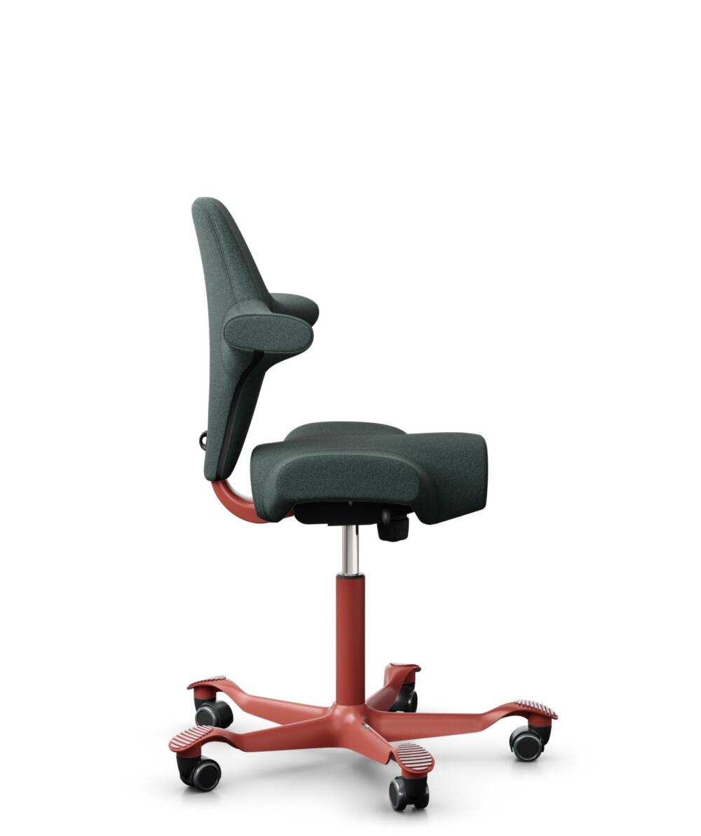 HÅG Capisco 8106 - Capture (Gabriel) - Wol / Polyamide - CPT6601 - Blue - Framekleur - Blush Rose - Gasveer - 265 mm (Zithoogte 53-79cm) - Vloercontact - Harde wielen t.b.v. zachte vloeren - Voetenring - Nee, geen voetenring - Voetster - Nee, voetster ... - 2