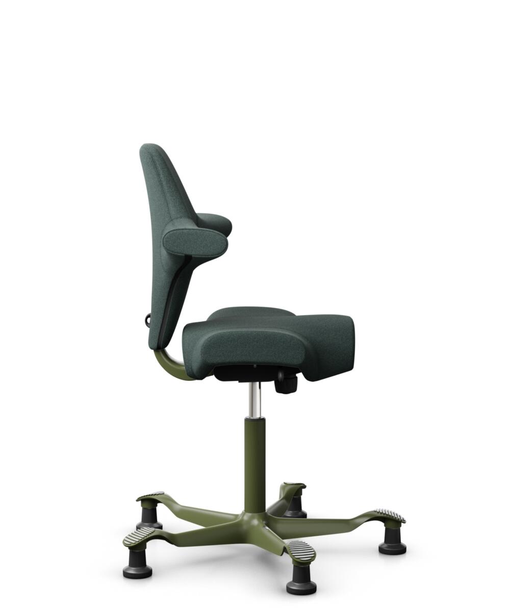 HÅG Capisco 8106 - Capture (Gabriel) - Wol / Polyamide - CPT6601 - Blue - Framekleur - Moss Grey - Gasveer - 200 mm (Zithoogte 46-64cm) - Vloercontact - Glijdoppen - Voetenring - Nee, geen voetenring - Voetster - Nee, voetster in framekleur - 2