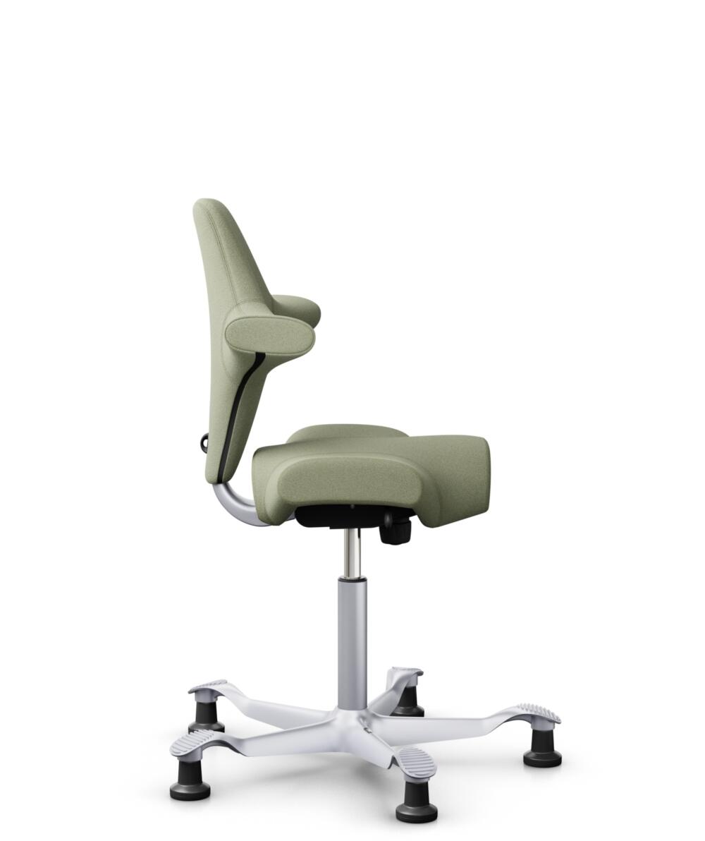 HÅG Capisco 8106 - Capture (Gabriel) - Wol / Polyamide - CPT5101 - Green-grey - Framekleur - Zilver - Gasveer - 200 mm (Zithoogte 46-64cm) - Vloercontact - Glijdoppen - Voetenring - Nee, geen voetenring - Voetster - Nee, voetster in framekleur - 2