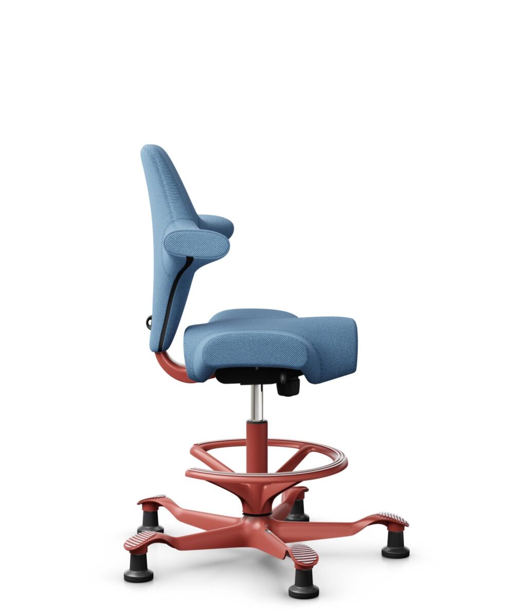 HÅG Capisco 8106 - Oceanic (Camira) - Gerecycled Polyester - OCI011 - Light blue - Framekleur - Blush Rose - Gasveer - 200 mm (Zithoogte 46-64cm) - Vloercontact - Glijdoppen - Voetenring - Ja, in framekleur - Voetster - Nee, voetster in framekleur - 2