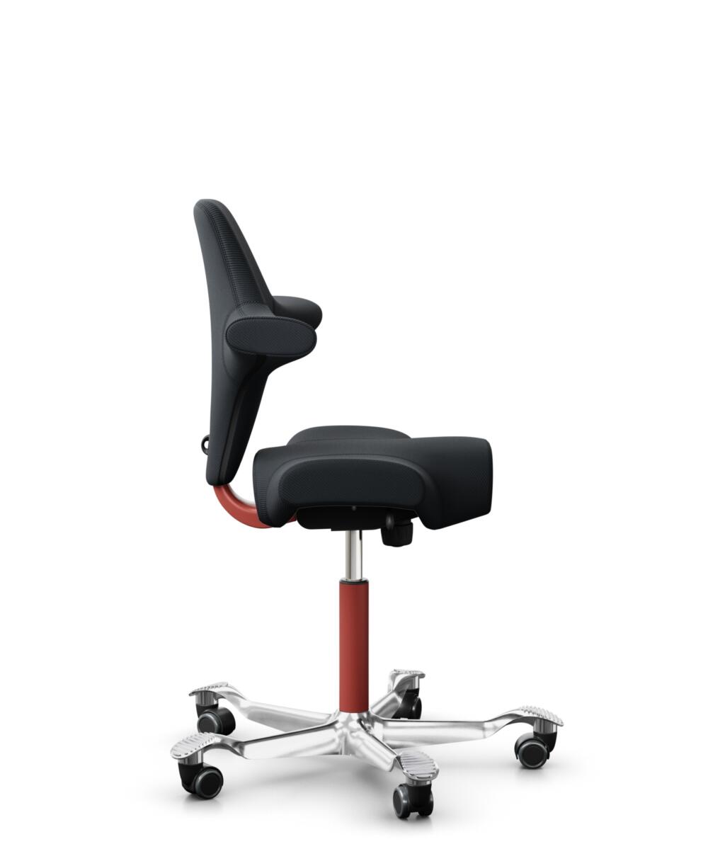 HÅG Capisco 8106 - Oceanic (Camira) - Gerecycled Polyester - OCI001 - Black - Framekleur - Blush Rose - Gasveer - 265 mm (Zithoogte 53-79cm) - Vloercontact - Zachte wielen t.b.v. harde vloeren - Voetenring - Nee, geen voetenring - Voetster - Ja, voetst... - 2