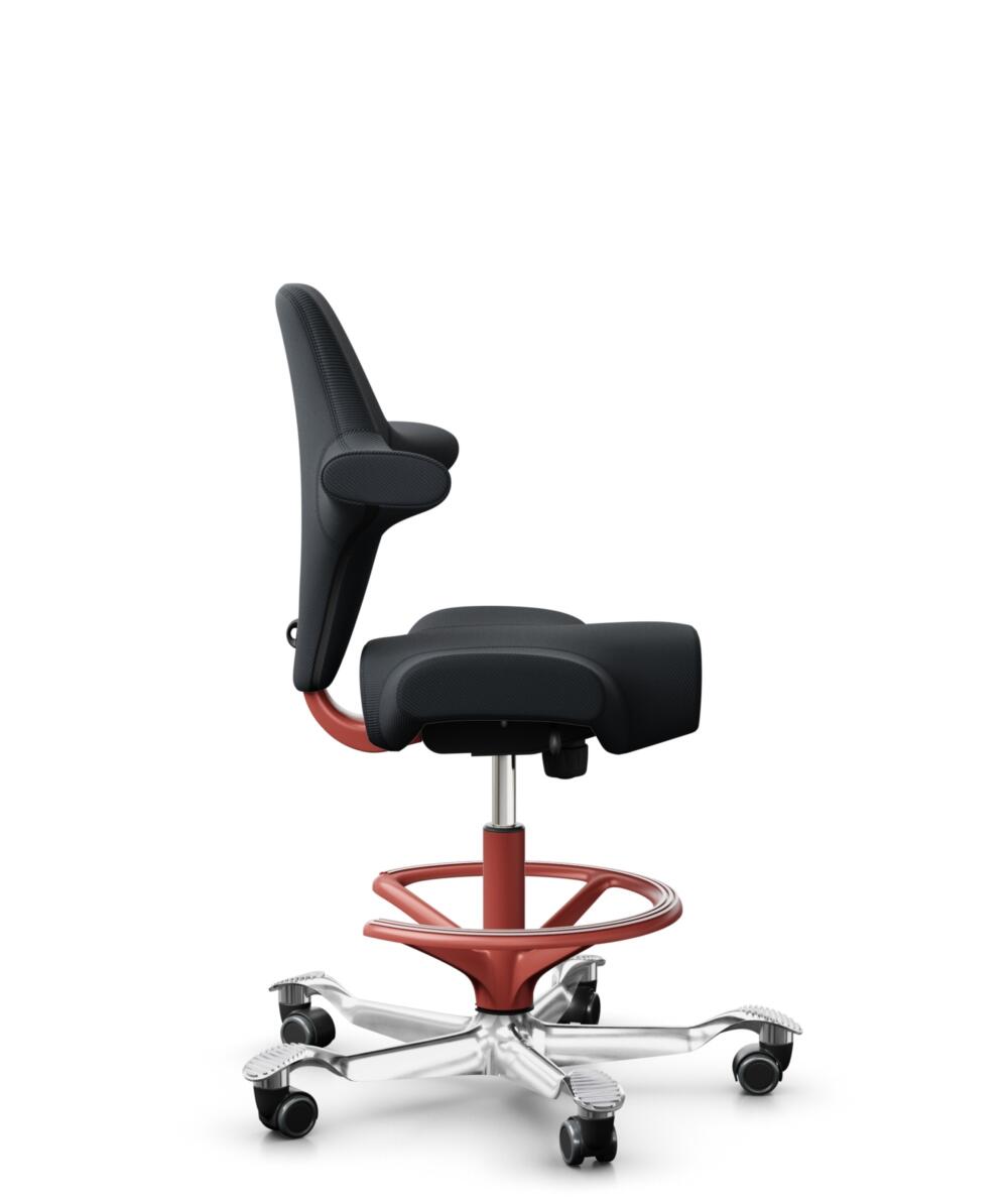 HÅG Capisco 8106 - Oceanic (Camira) - Gerecycled Polyester - OCI001 - Black - Framekleur - Blush Rose - Gasveer - 265 mm (Zithoogte 53-79cm) - Vloercontact - Zachte wielen t.b.v. harde vloeren - Voetenring - Ja, in framekleur - Voetster - Ja, voetster ... - 2