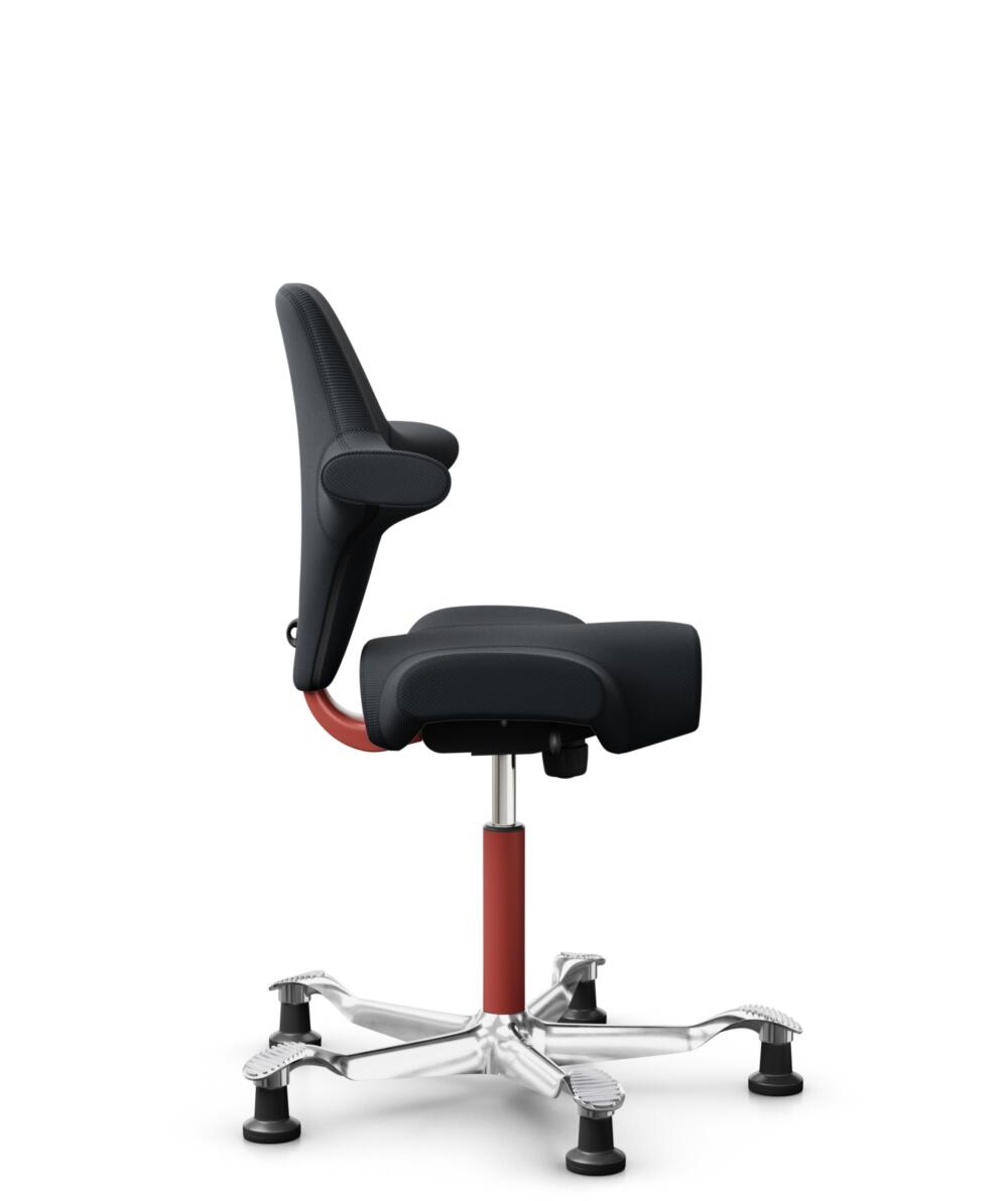 HÅG Capisco 8106 - Oceanic (Camira) - Gerecycled Polyester - OCI001 - Black - Framekleur - Blush Rose - Gasveer - 265 mm (Zithoogte 53-79cm) - Vloercontact - Glijdoppen - Voetenring - Nee, geen voetenring - Voetster - Ja, voetster in gepolijst aluminium - 2