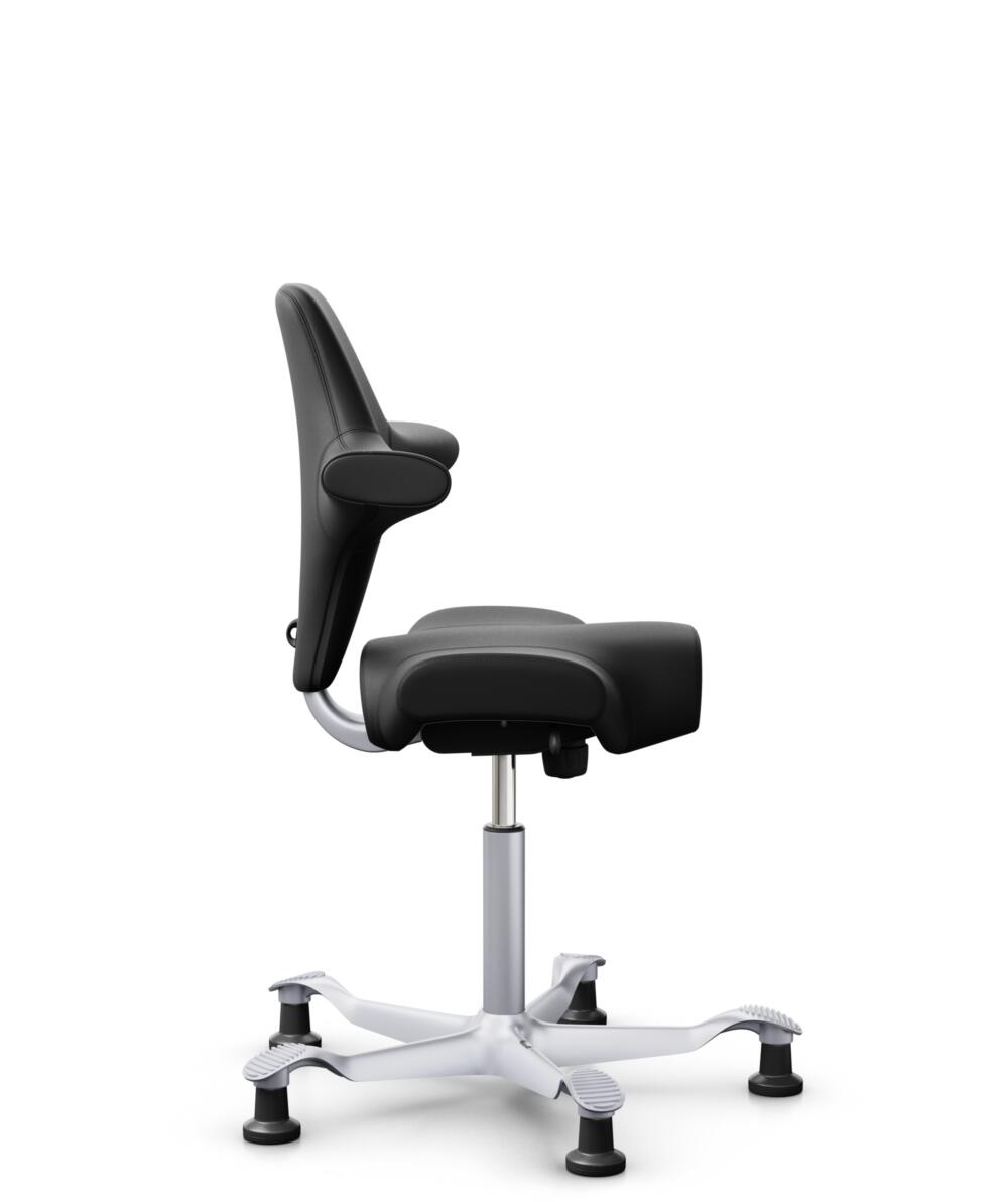 HÅG Capisco 8106 - Puxx 1 (Oniro) - Polyurethaan Kunstleer - PU215816 - Black - Framekleur - Zilver - Gasveer - 265 mm (Zithoogte 53-79cm) - Vloercontact - Glijdoppen - Voetenring - Nee, geen voetenring - Voetster - Nee, voetster in framekleur - 2