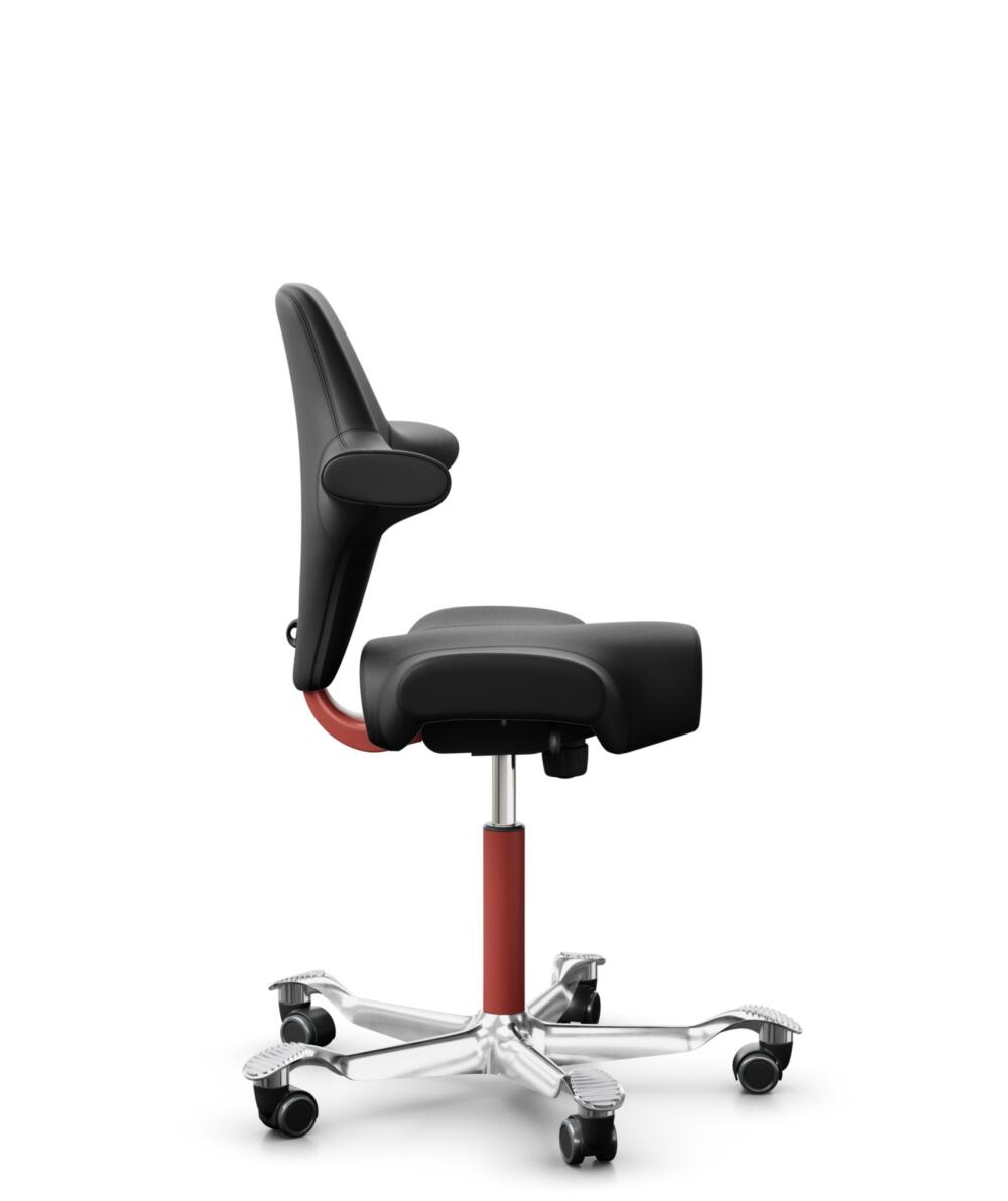 HÅG Capisco 8106 - Puxx 1 (Oniro) - Polyurethaan Kunstleer - PU215816 - Black - Framekleur - Blush Rose - Gasveer - 150 mm (Zithoogte 40-55cm) - Vloercontact - Zachte wielen t.b.v. harde vloeren - Voetenring - Nee, geen voetenring - Voetster - Ja, voet... - 2