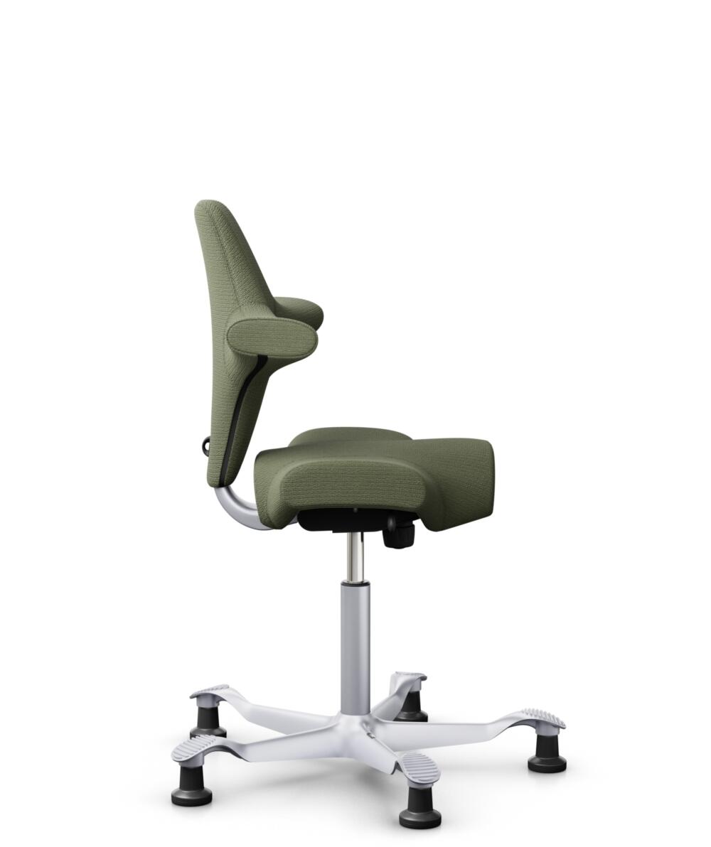 HÅG Capisco 8106 - Sirdal (GU) - Wol - SRD960 - Green - Framekleur - Zilver - Gasveer - 200 mm (Zithoogte 46-64cm) - Vloercontact - Glijdoppen - Voetenring - Nee, geen voetenring - Voetster - Nee, voetster in framekleur - 2