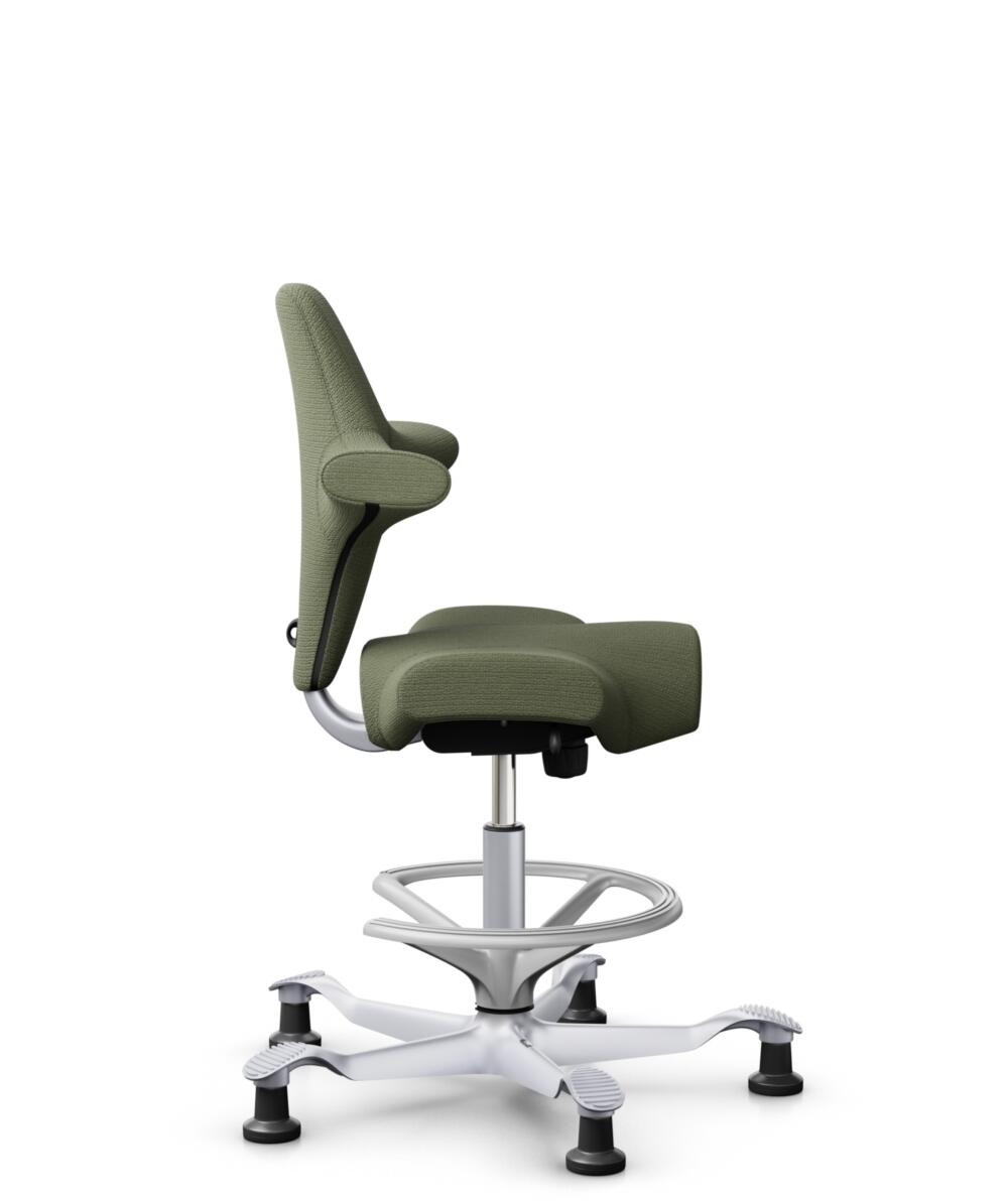 HÅG Capisco 8106 - Sirdal (GU) - Wol - SRD960 - Green - Framekleur - Zilver - Gasveer - 200 mm (Zithoogte 46-64cm) - Vloercontact - Glijdoppen - Voetenring - Ja, in framekleur - Voetster - Nee, voetster in framekleur - 2