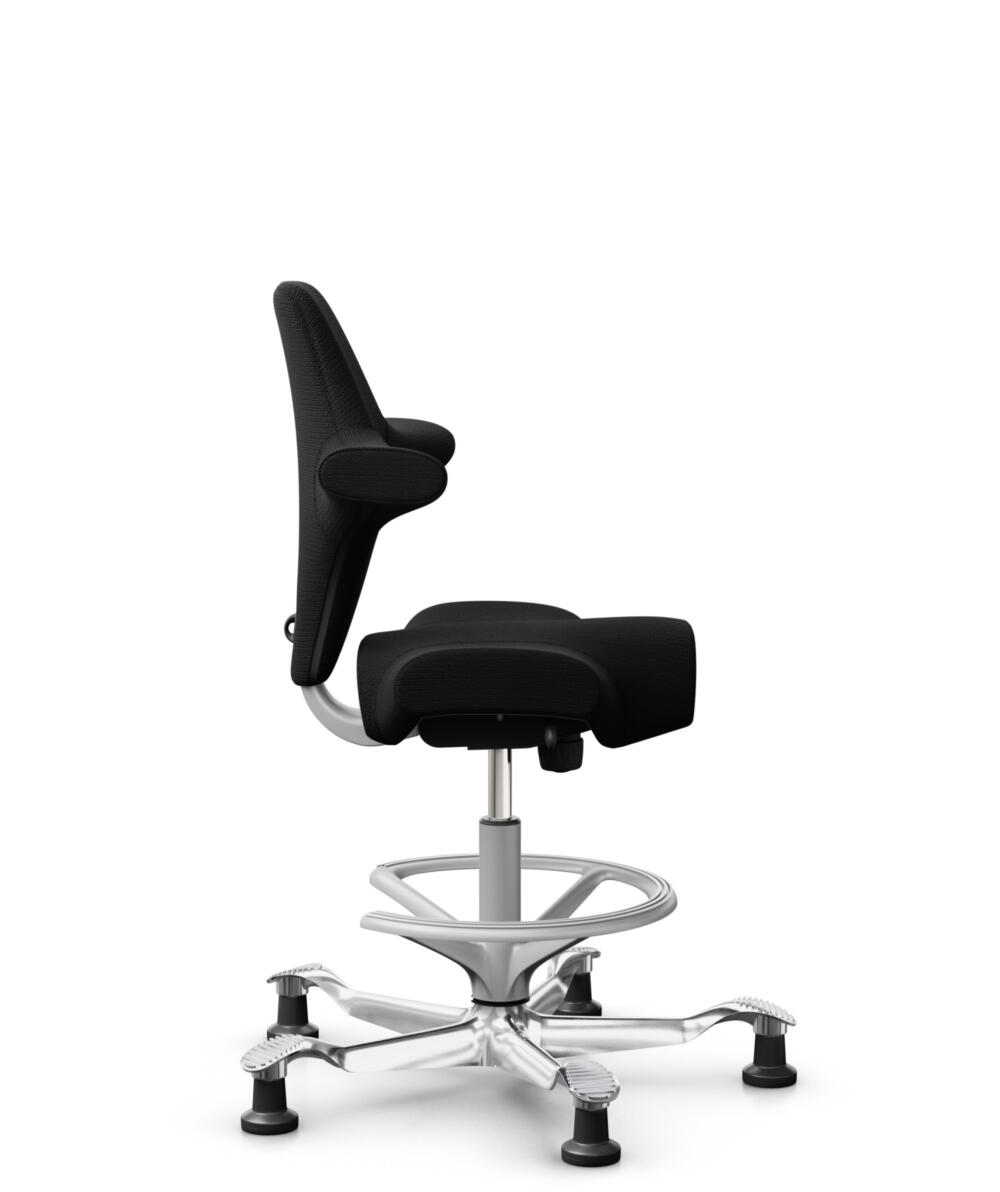 HÅG Capisco 8106 - Sirdal (GU) - Wol - SRD190 Black - Framekleur - Zilver - Gasveer - 265 mm (Zithoogte 53-79cm) - Vloercontact - Glijdoppen - Voetenring - Ja, in framekleur - Voetster - Ja, voetster in gepolijst aluminium - 2
